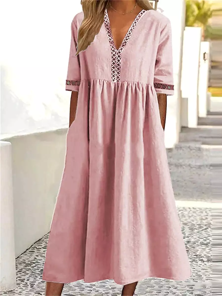 Lantern Sleeve Swing Dress with Backless Design