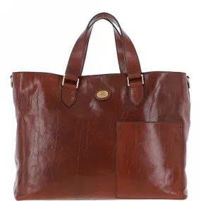 Large Two Section Italian Leather Shopper Bag Brown: 006447401 14