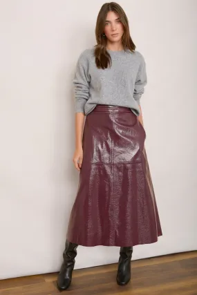 Lateisha Faux Leather Skirt - Plum Patent