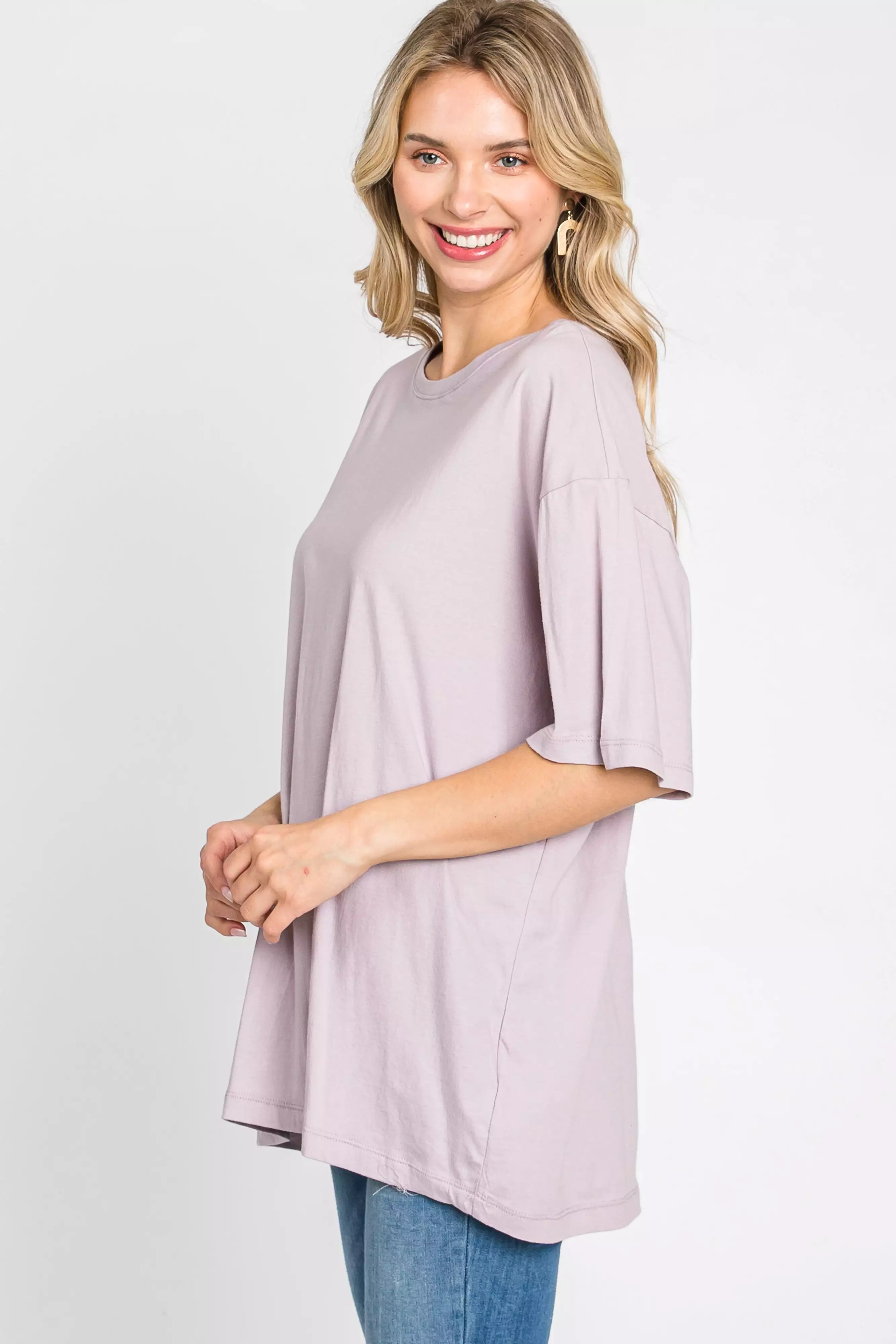 Lavender Basic Oversized Tee