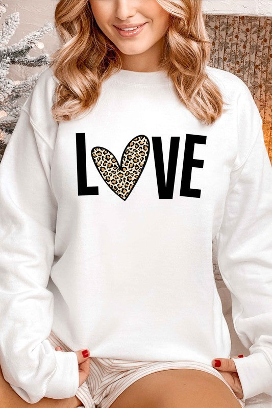 LEOPARD LOVE VALENTINE GRAPHIC SWEATSHIRT