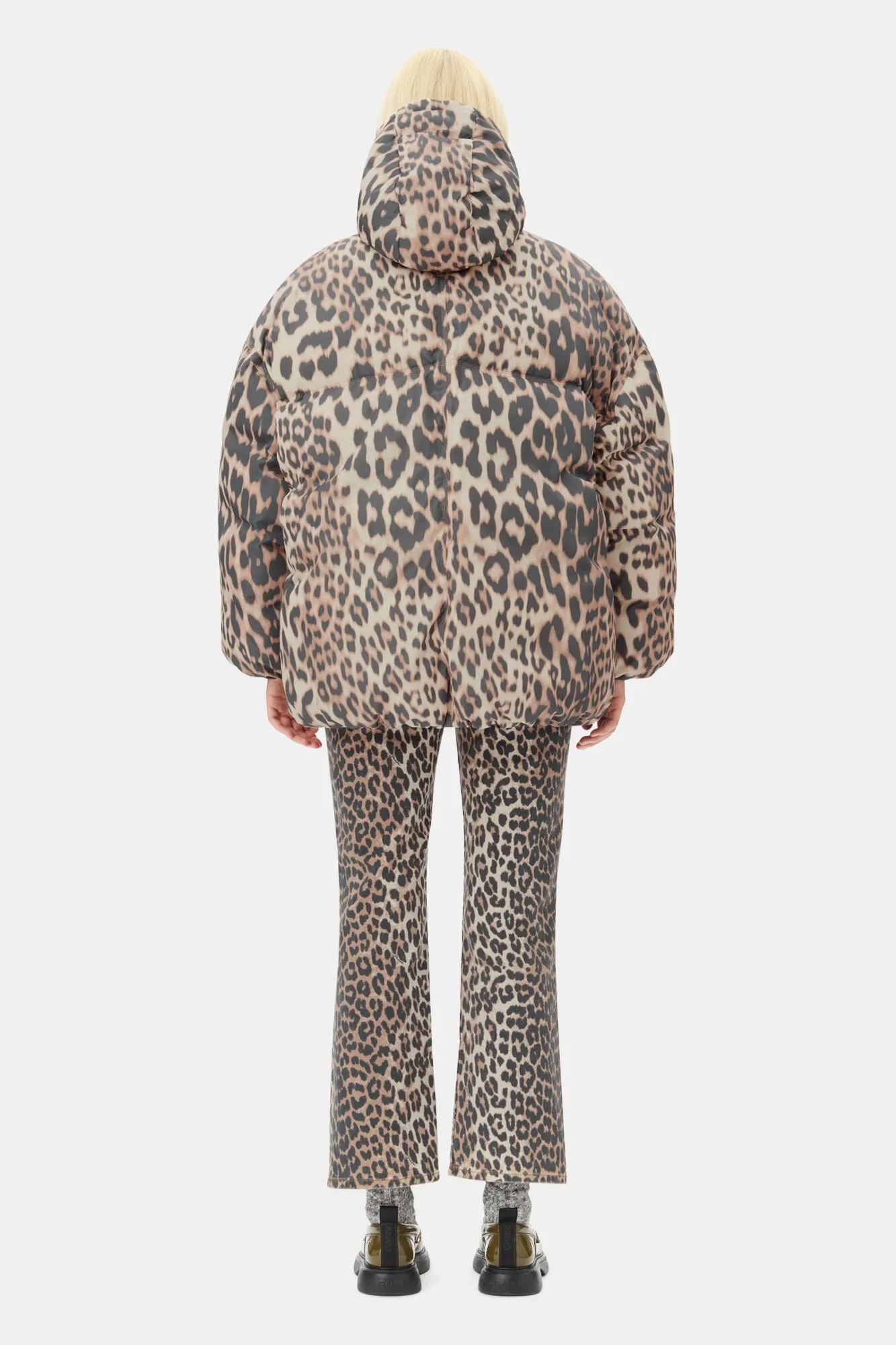 LEOPARD PUFFER JACKET - GANNI