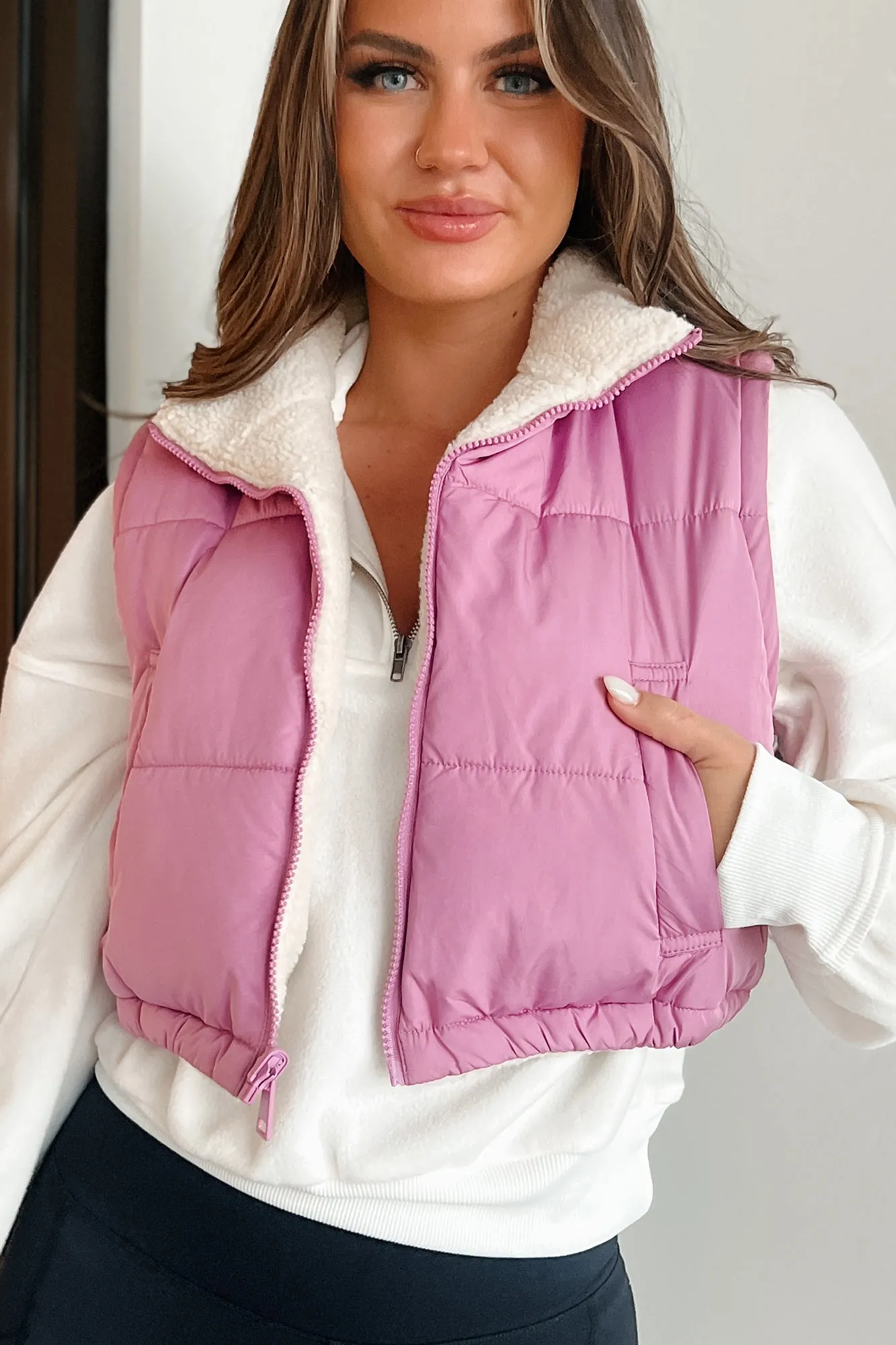 LIFELONG MEMORIES REVERSIBLE PUFFER VEST (VINTAGE PLU