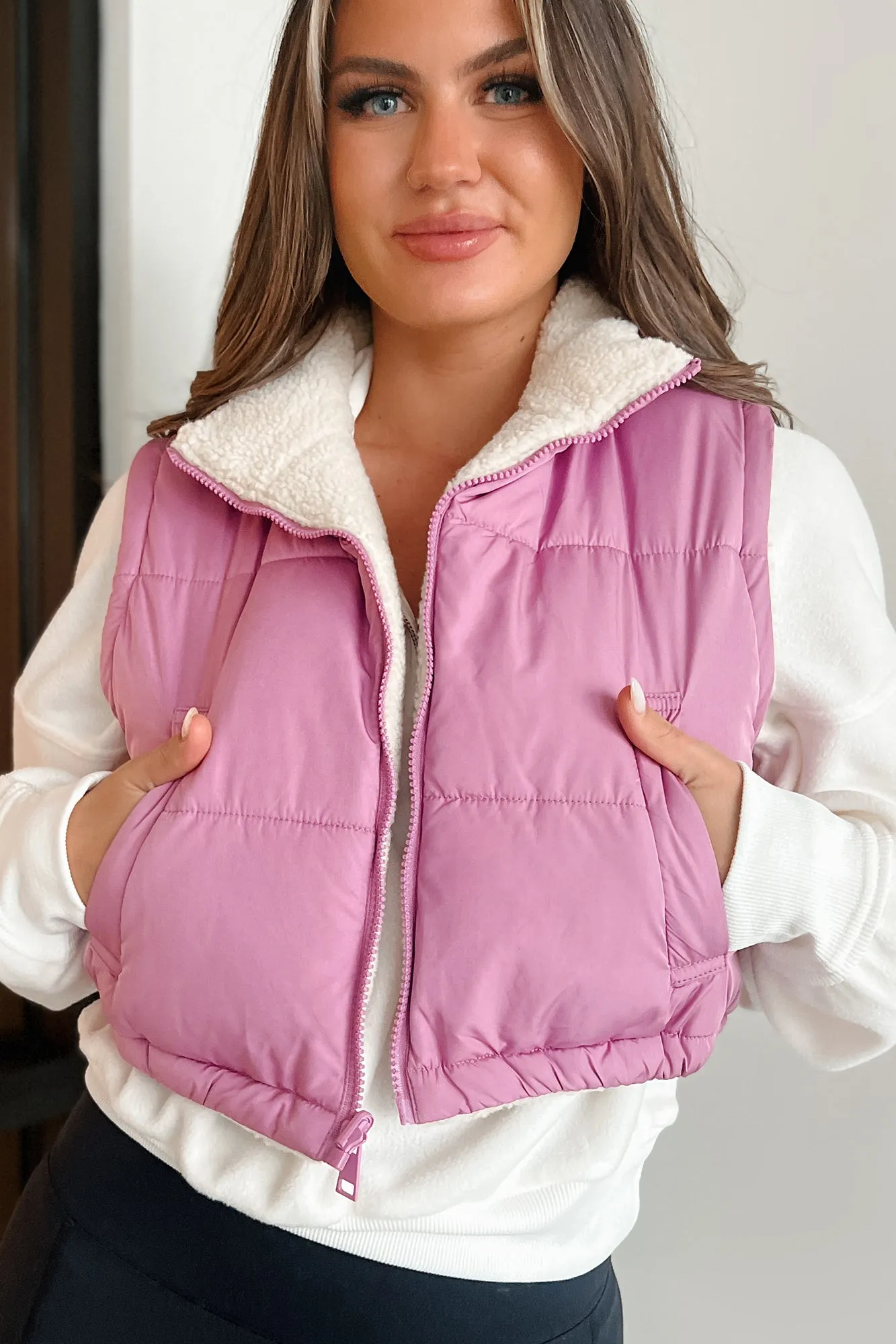 LIFELONG MEMORIES REVERSIBLE PUFFER VEST (VINTAGE PLU