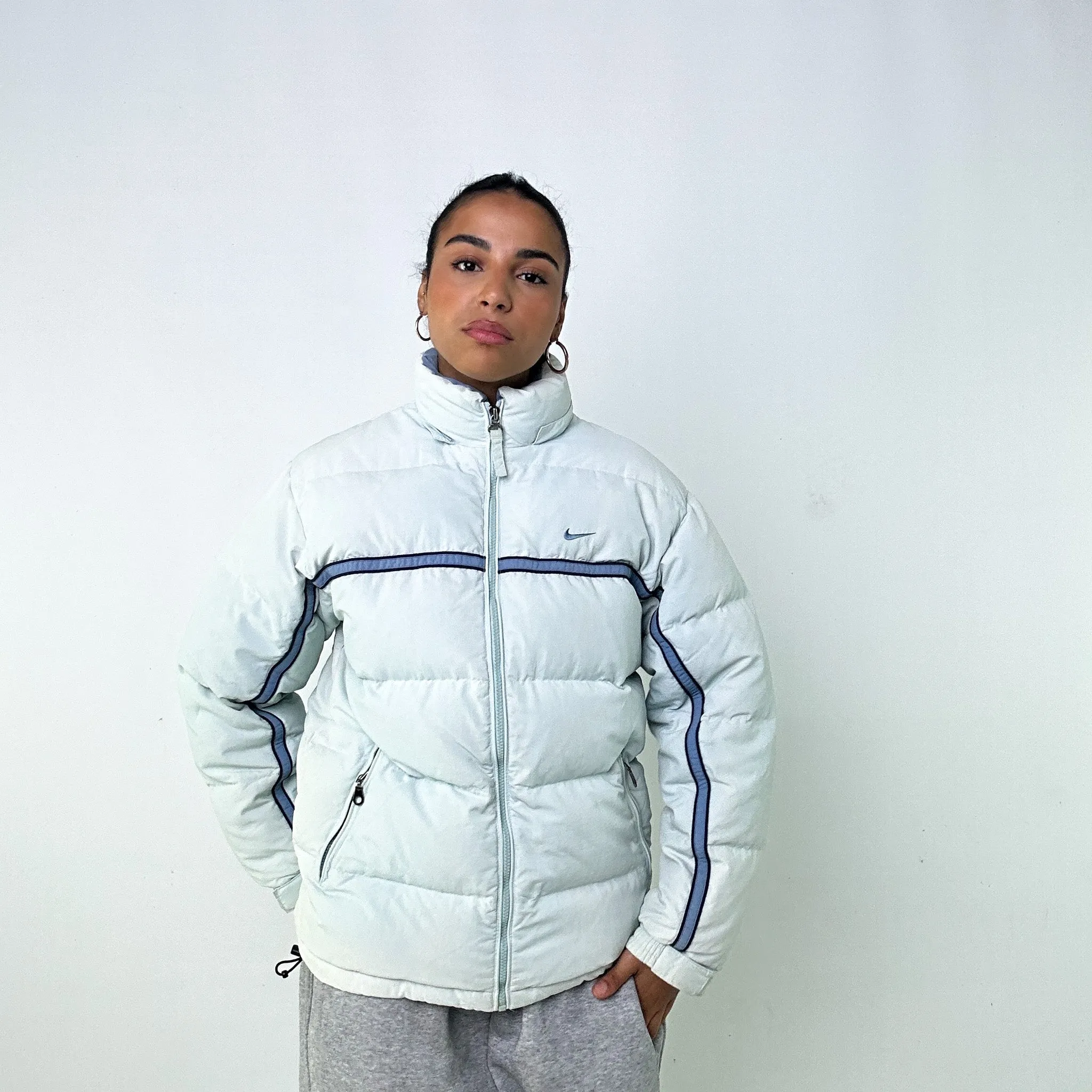 LIGHT AQUA BLUE 90S NIKE PUFFER JACKET COAT (