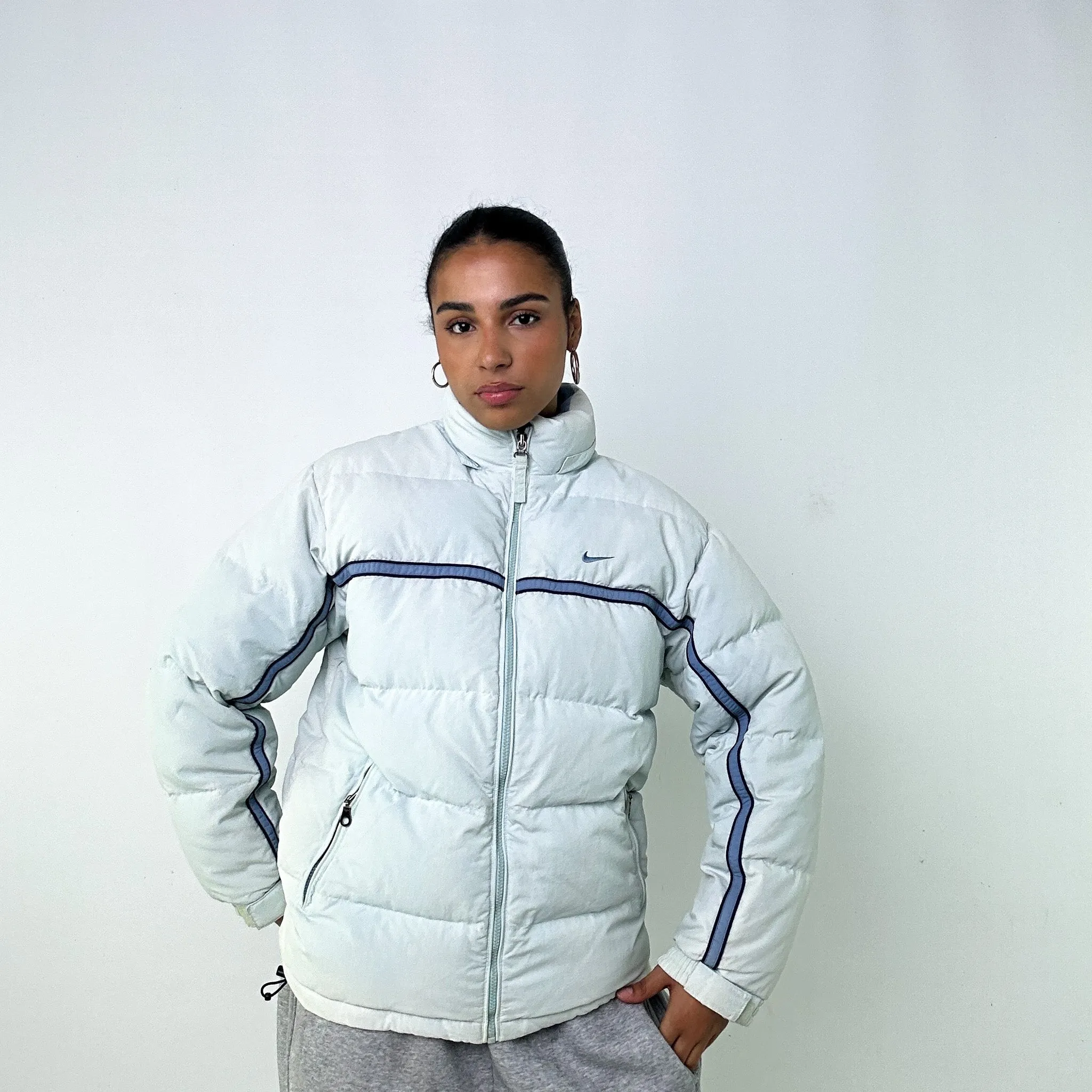 LIGHT AQUA BLUE 90S NIKE PUFFER JACKET COAT (