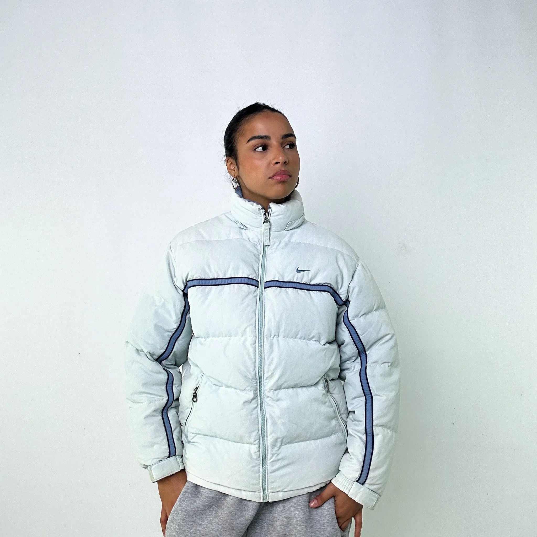 LIGHT AQUA BLUE 90S NIKE PUFFER JACKET COAT (