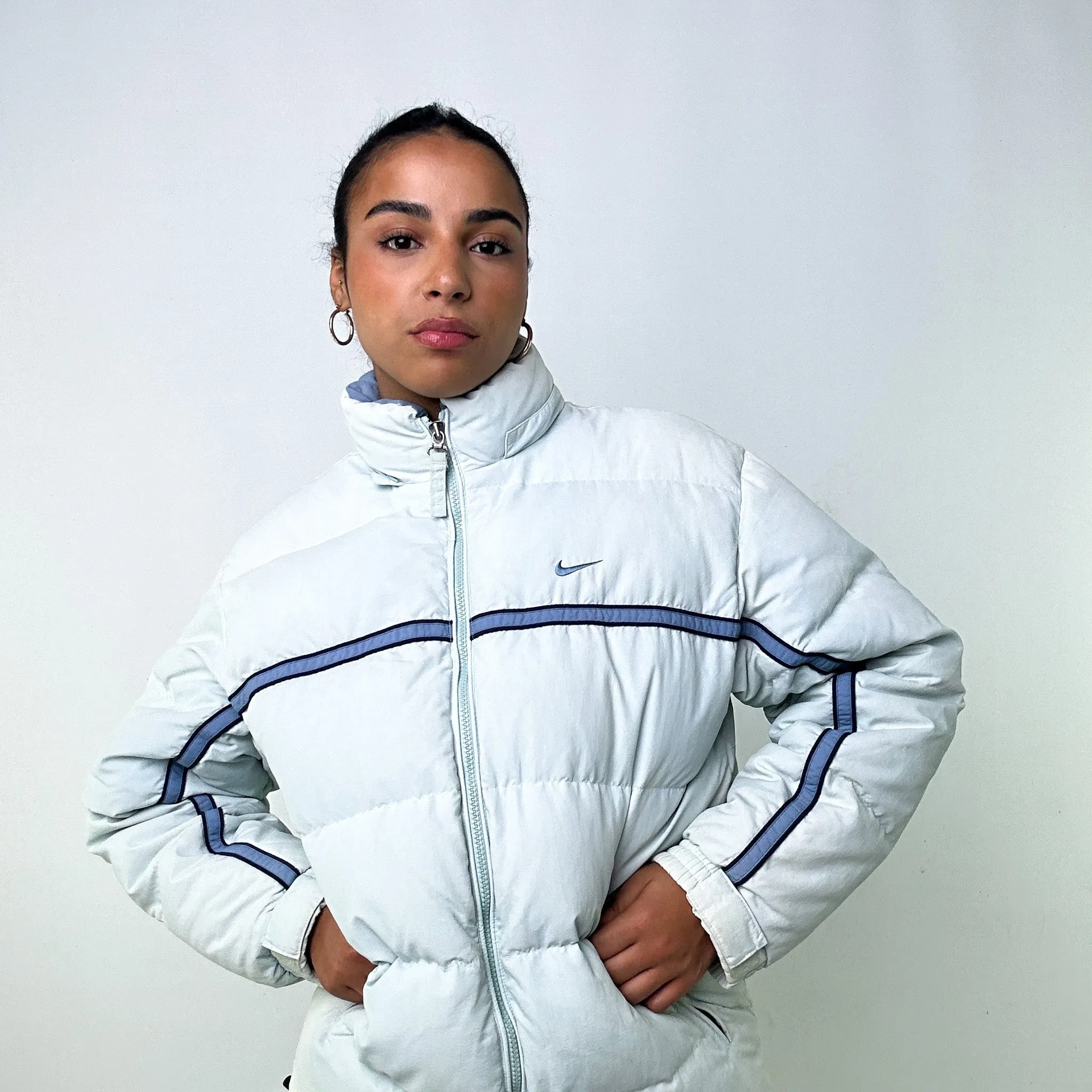 LIGHT AQUA BLUE 90S NIKE PUFFER JACKET COAT (