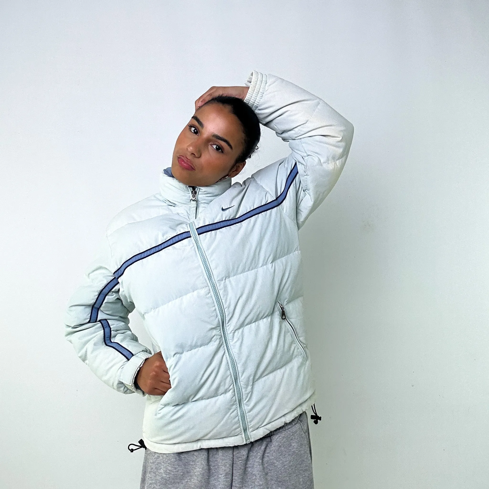 LIGHT AQUA BLUE 90S NIKE PUFFER JACKET COAT (