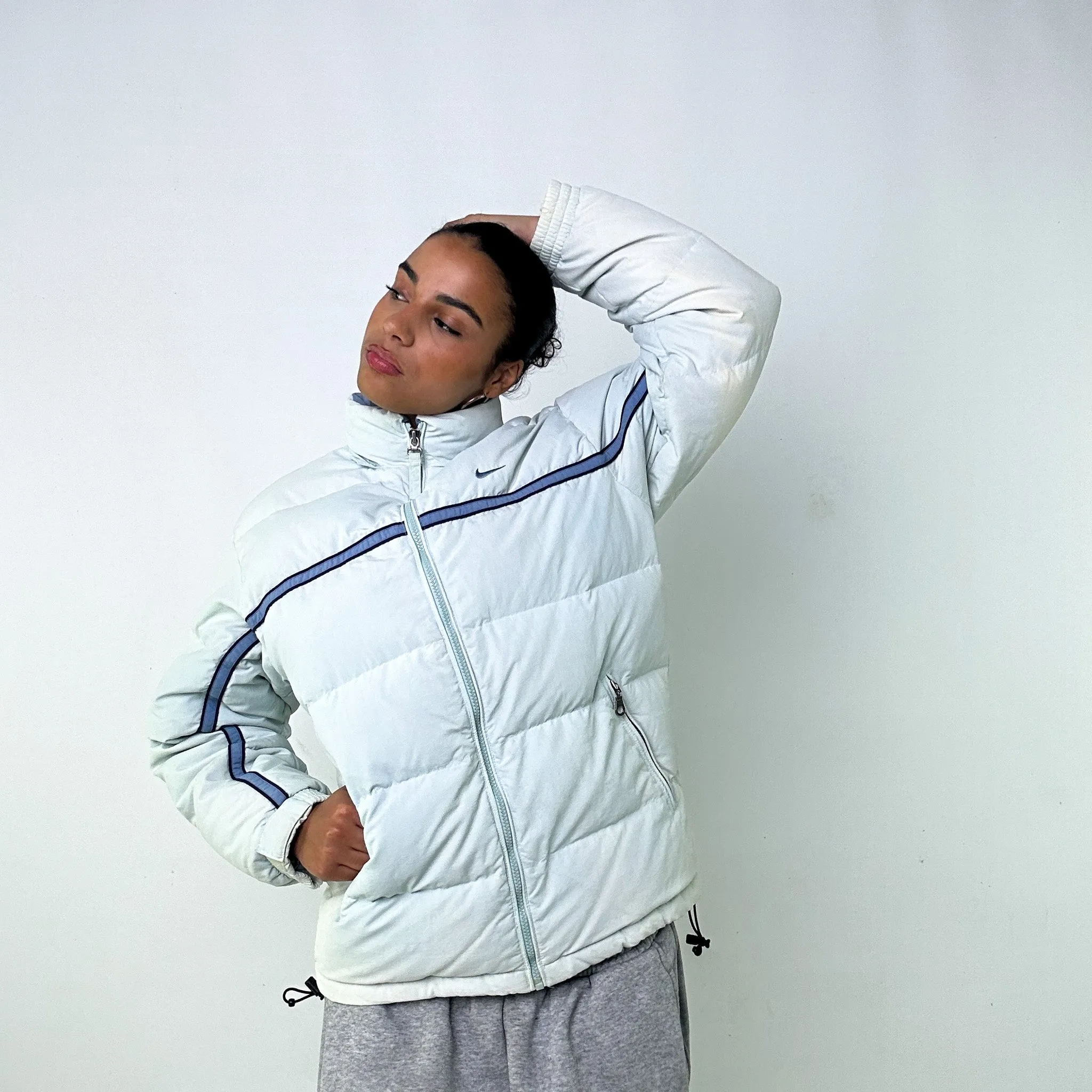 LIGHT AQUA BLUE 90S NIKE PUFFER JACKET COAT (