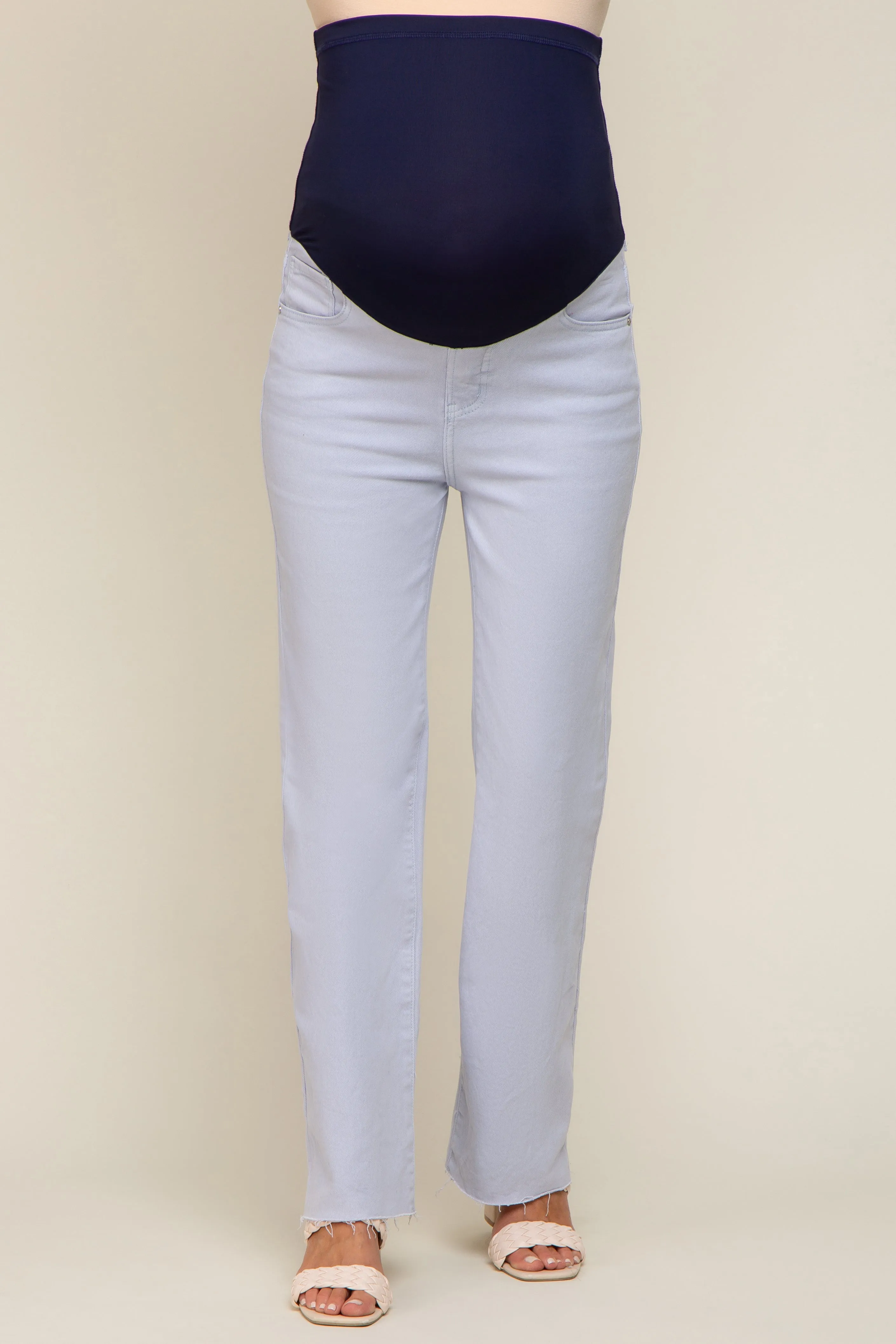 Light Blue Straight Leg Maternity Jeans