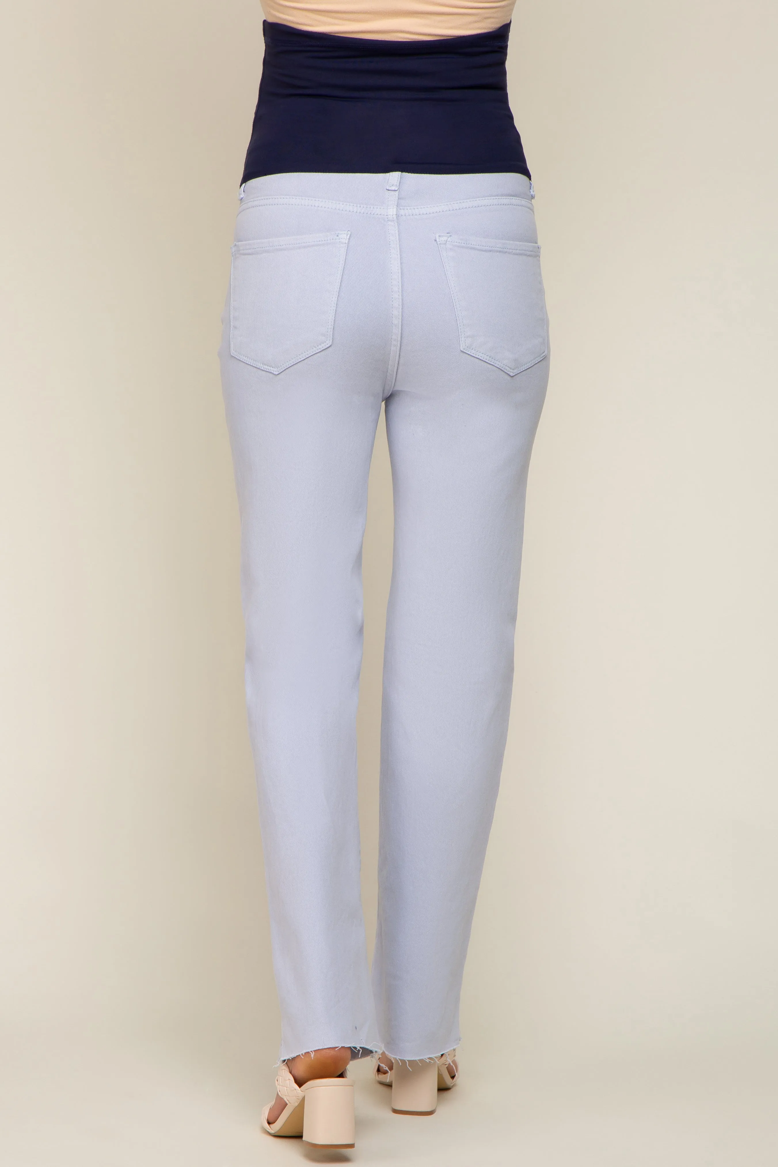 Light Blue Straight Leg Maternity Jeans