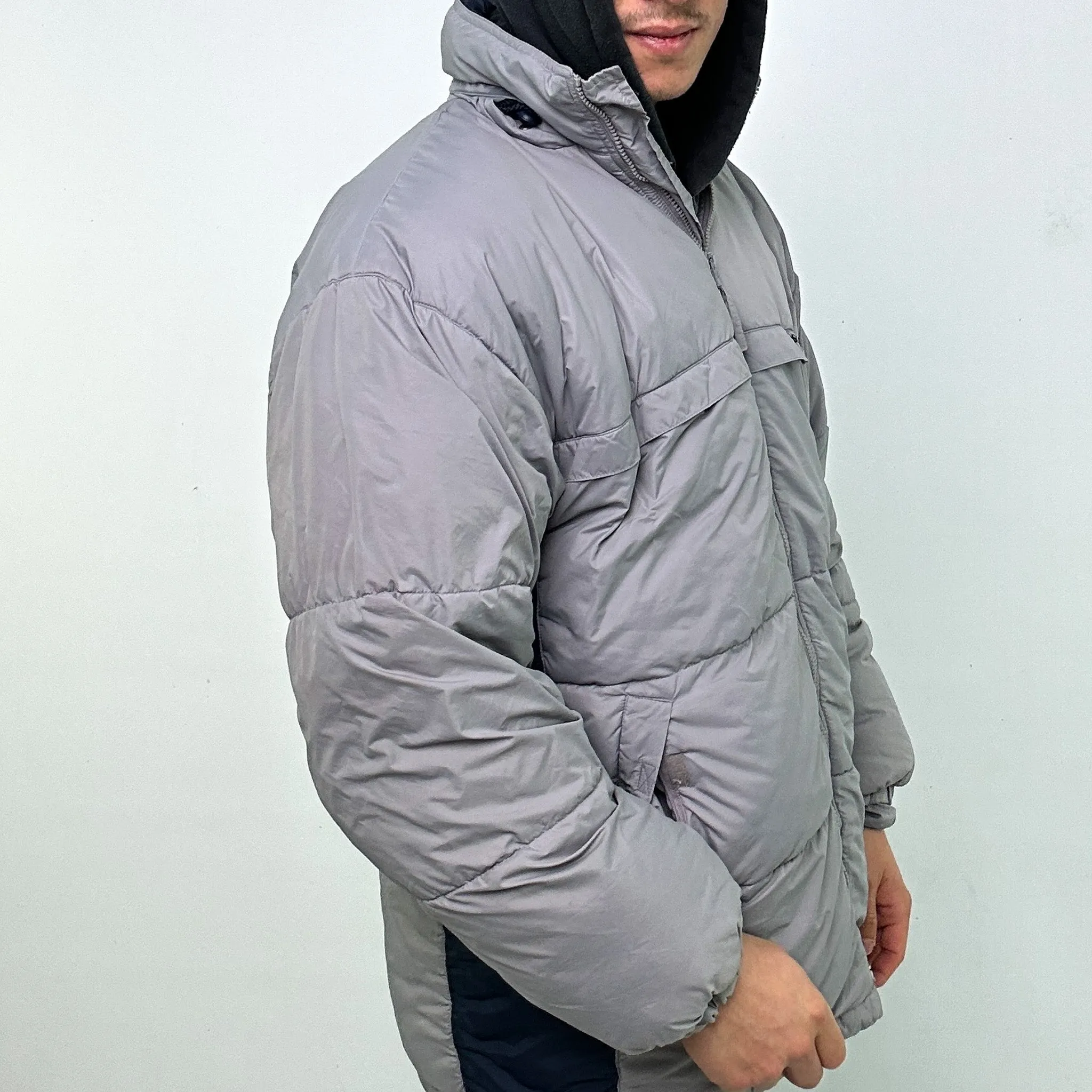 Light Grey 90s Reebok Puffer Jacket Coat (XL)