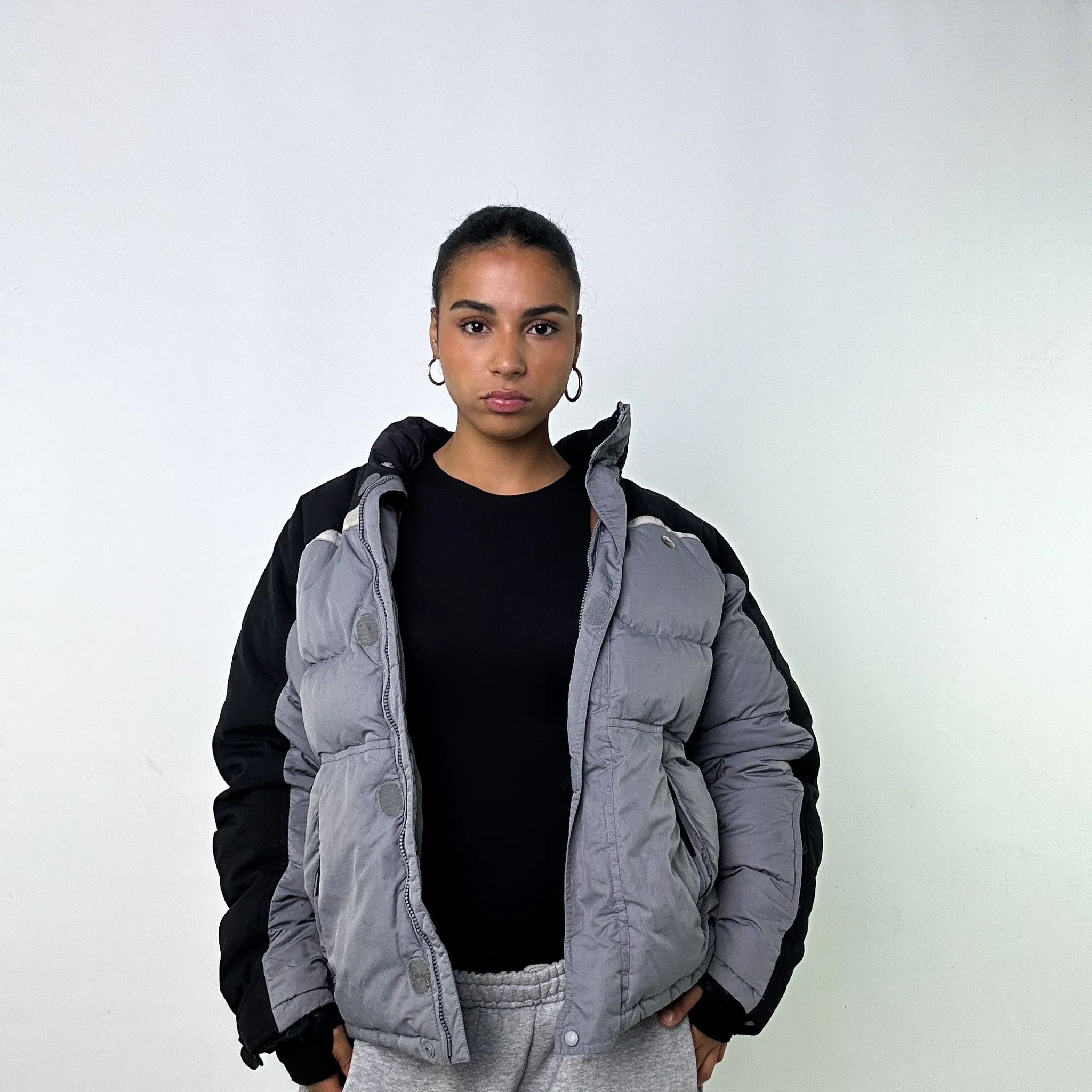 LIGHT GREY Y2KS NIKE PUFFER JACKET COAT (