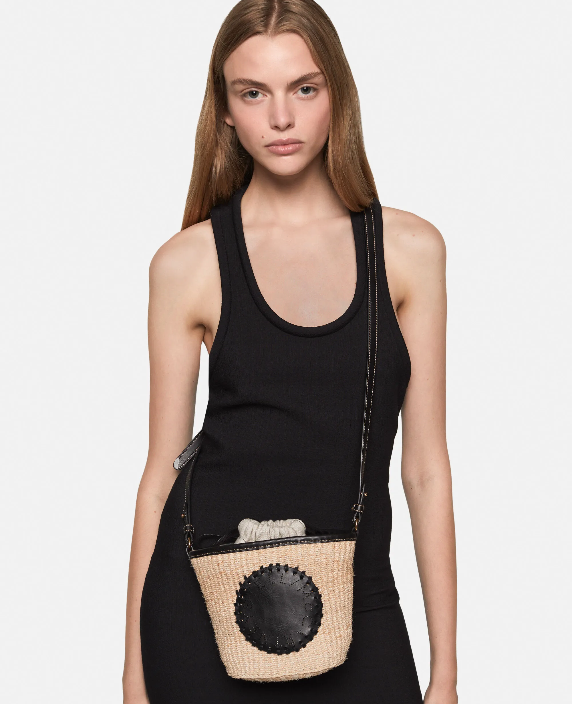 Logo Raffia Crossbody Bag