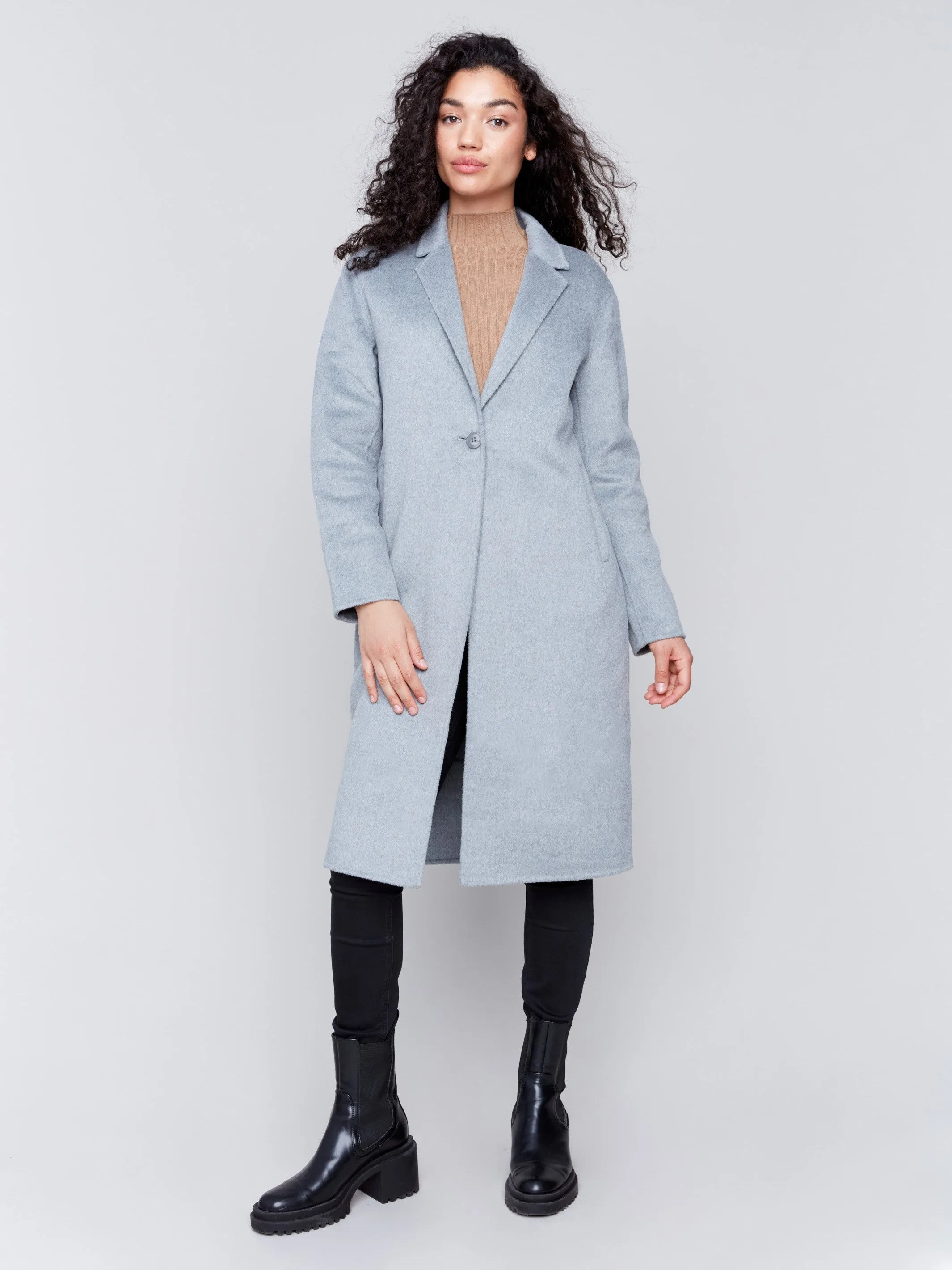 Long Double-Faced Wool Coat - Grey