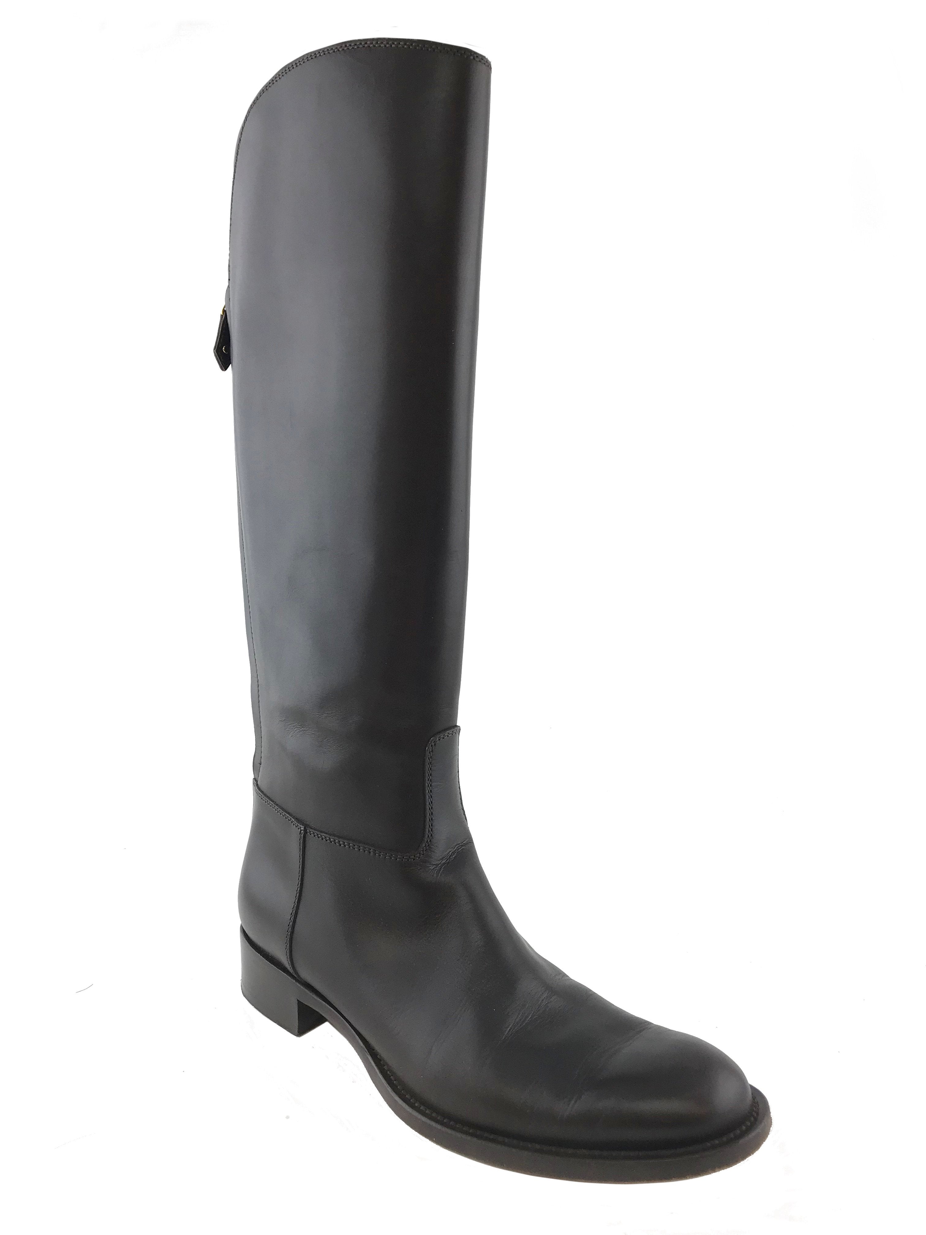 Loro Piana Wellington Leather Knee High Boots Size 8.5