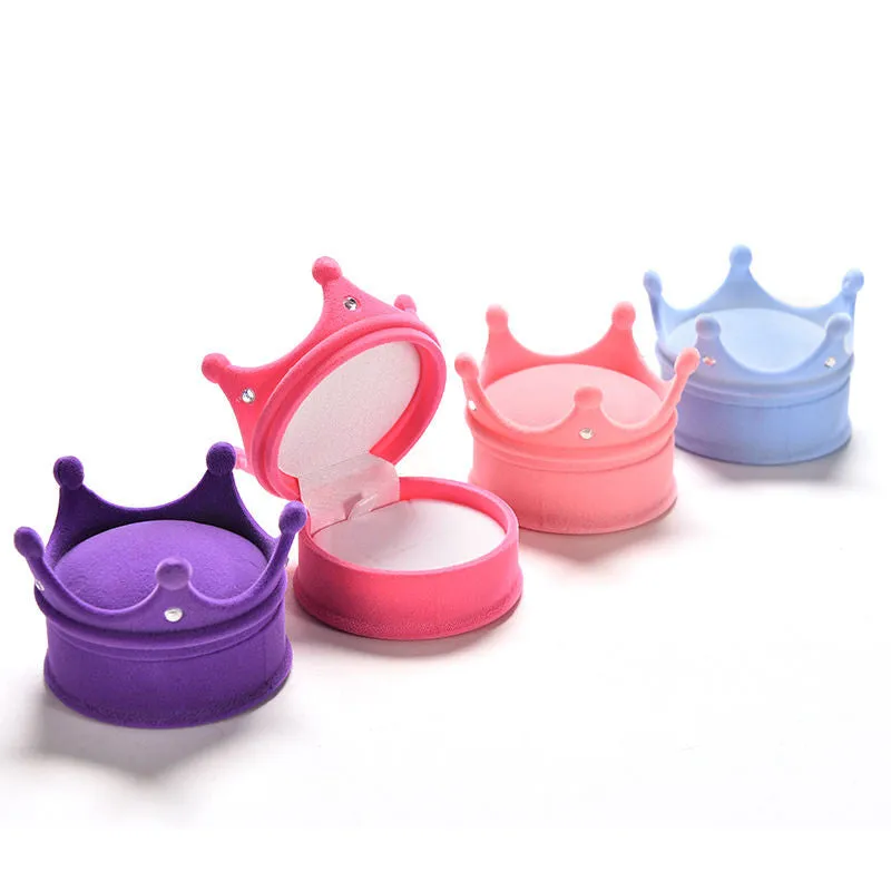 Lovely Princess Crown Shape Jewelry Box Cosmetic Cases Storage Boxes For Necklace ring earring 4colors Wedding Gift Box SM6