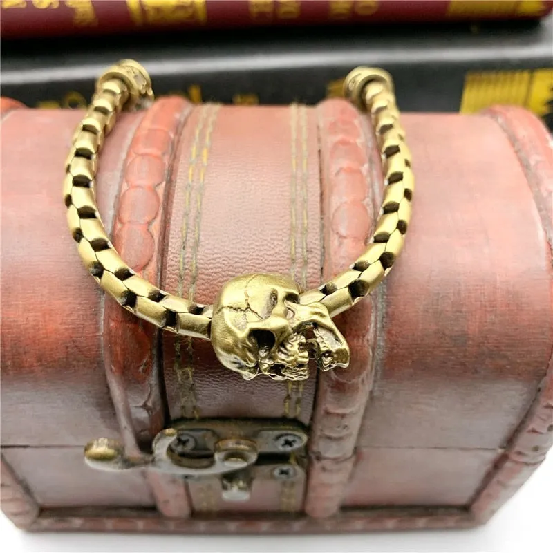 Lucky Mantra Brass Vintage Skull Bracelet