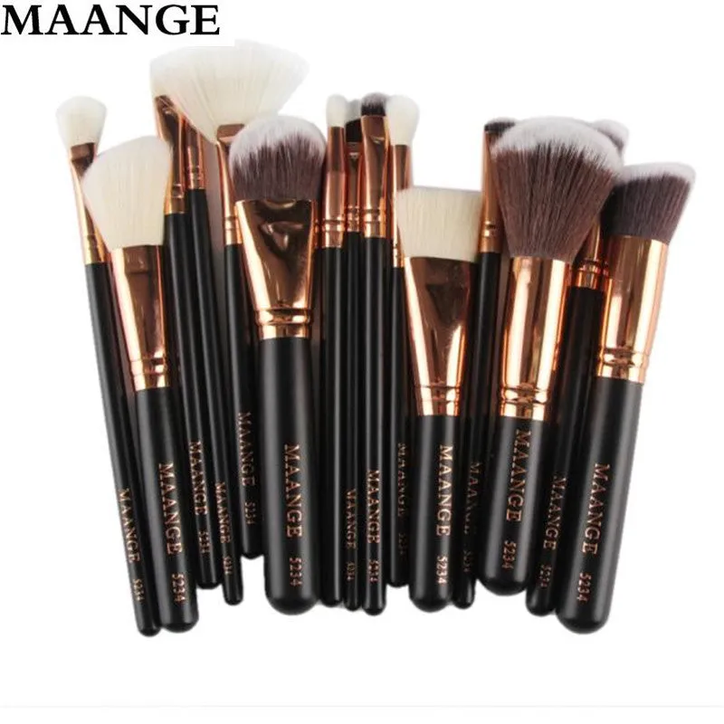 MAANGE 15Pcs Professional Makeup Brush Foundation Concealer Eye Shadows Powder Make Up Brushes Tools Cosmetic maquiage