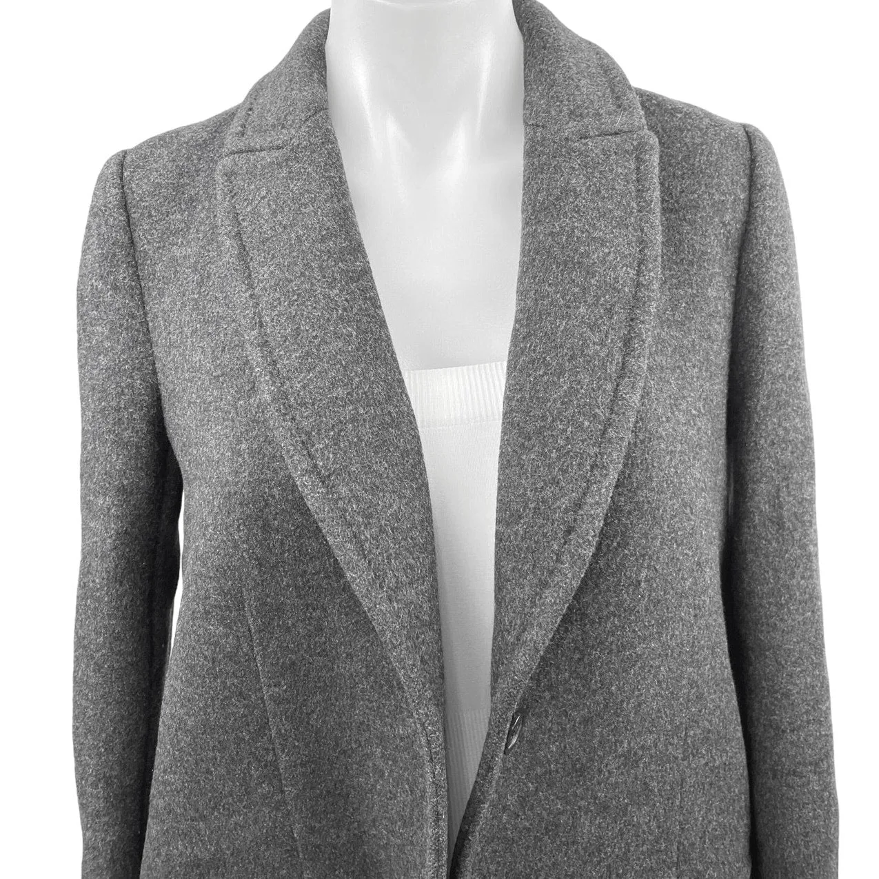 Madewell Alonzo Grey Wool Boucle Long Button Pockets Trench Over Coat Jacket 2