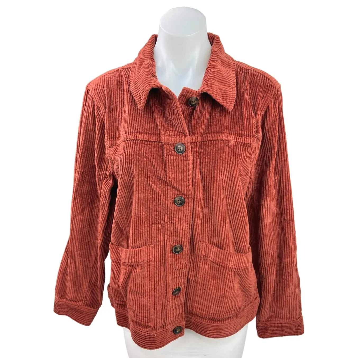 Madewell Corduroy Swing Chore Red Button Down Pockets Cozy Coat Shirt Jacket M