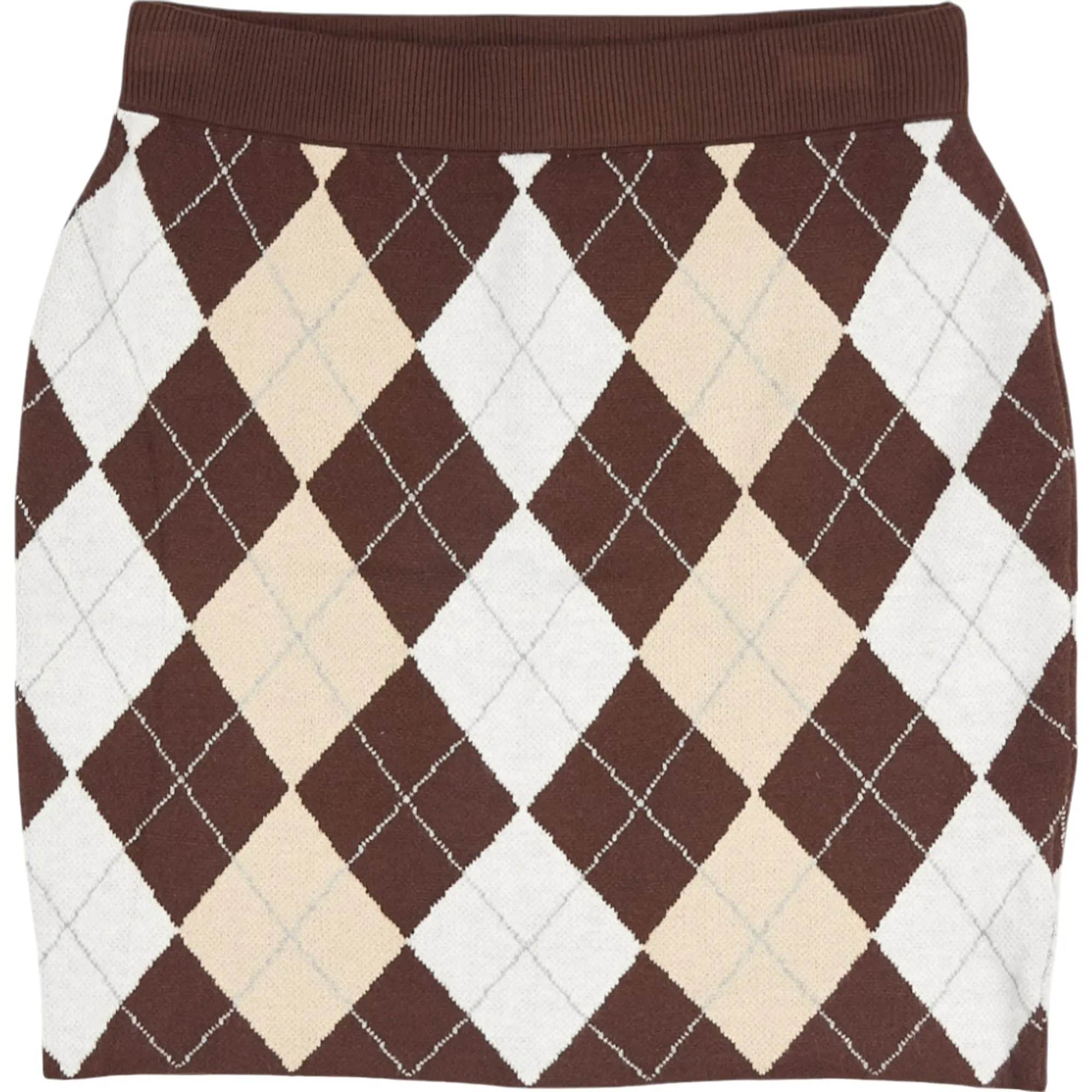 Motel Tan Argyle Knit Skirt