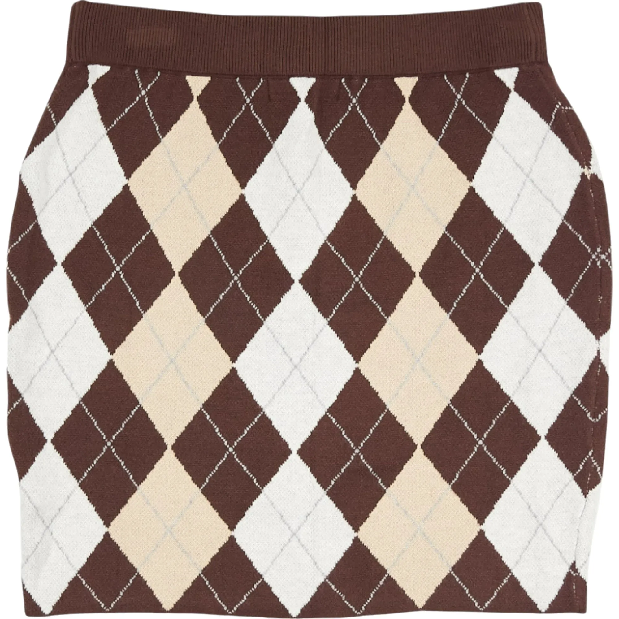 Motel Tan Argyle Knit Skirt