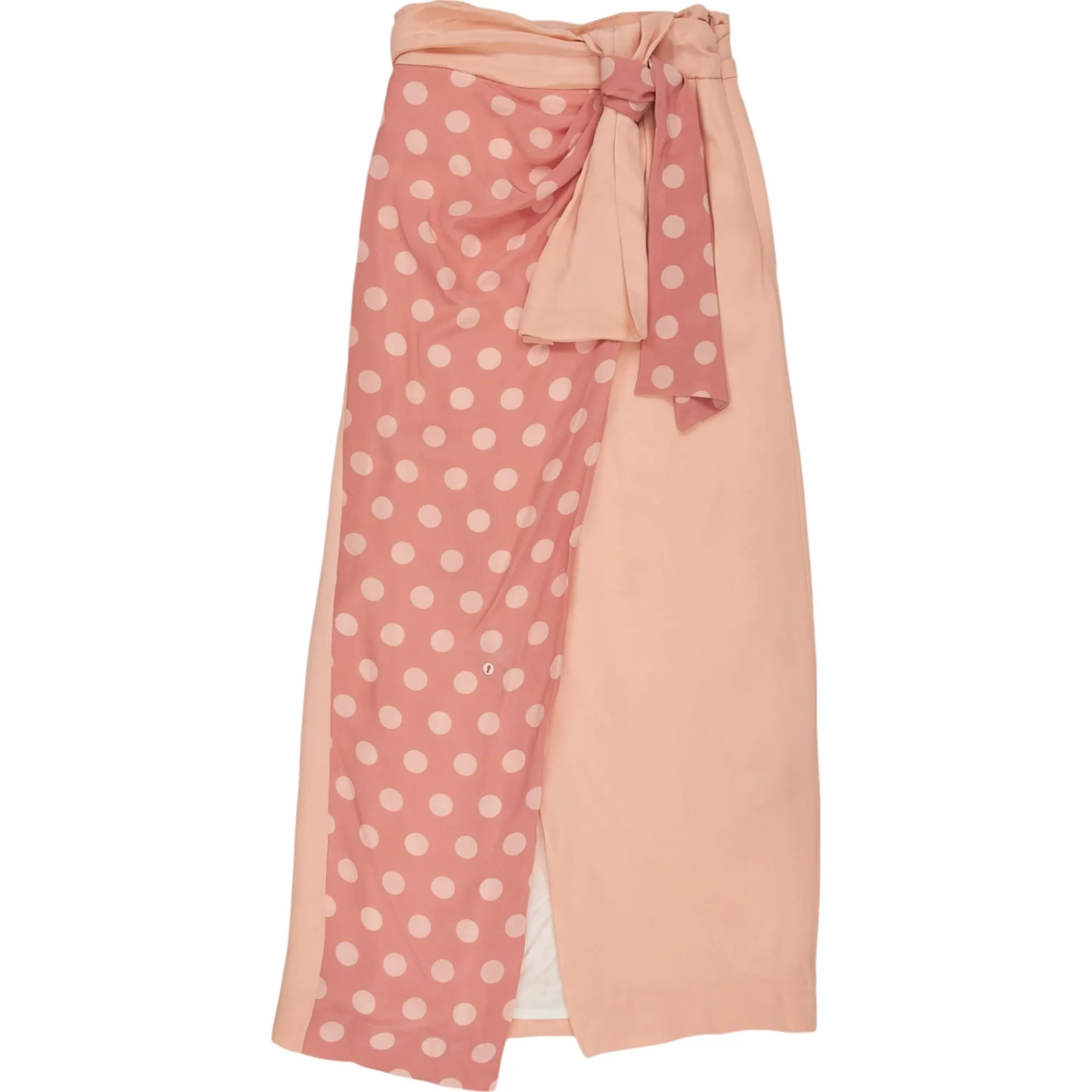 Mother of Pearl Polka Dot Pink Silk Wrap Skirt