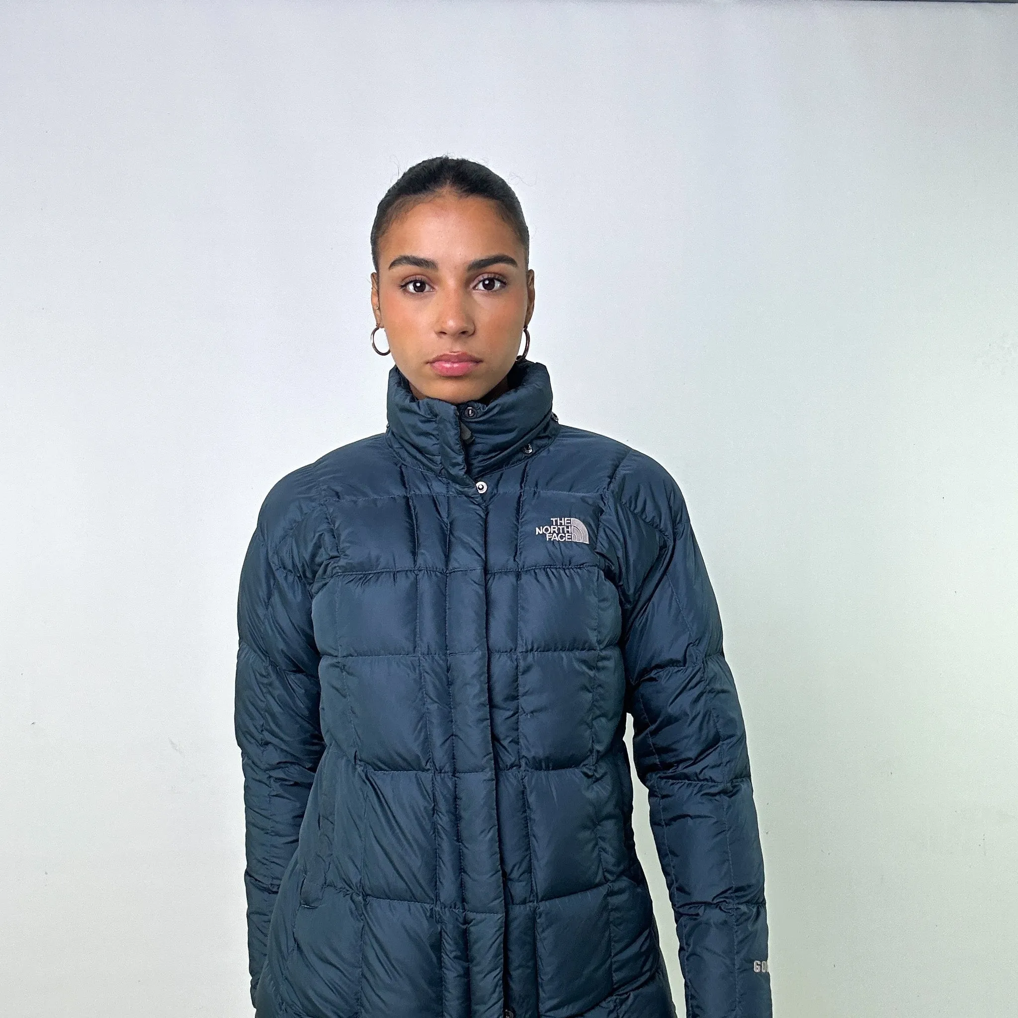 Navy Blue y2ks The North Face Long line Puffer Jacket Coat (XS)