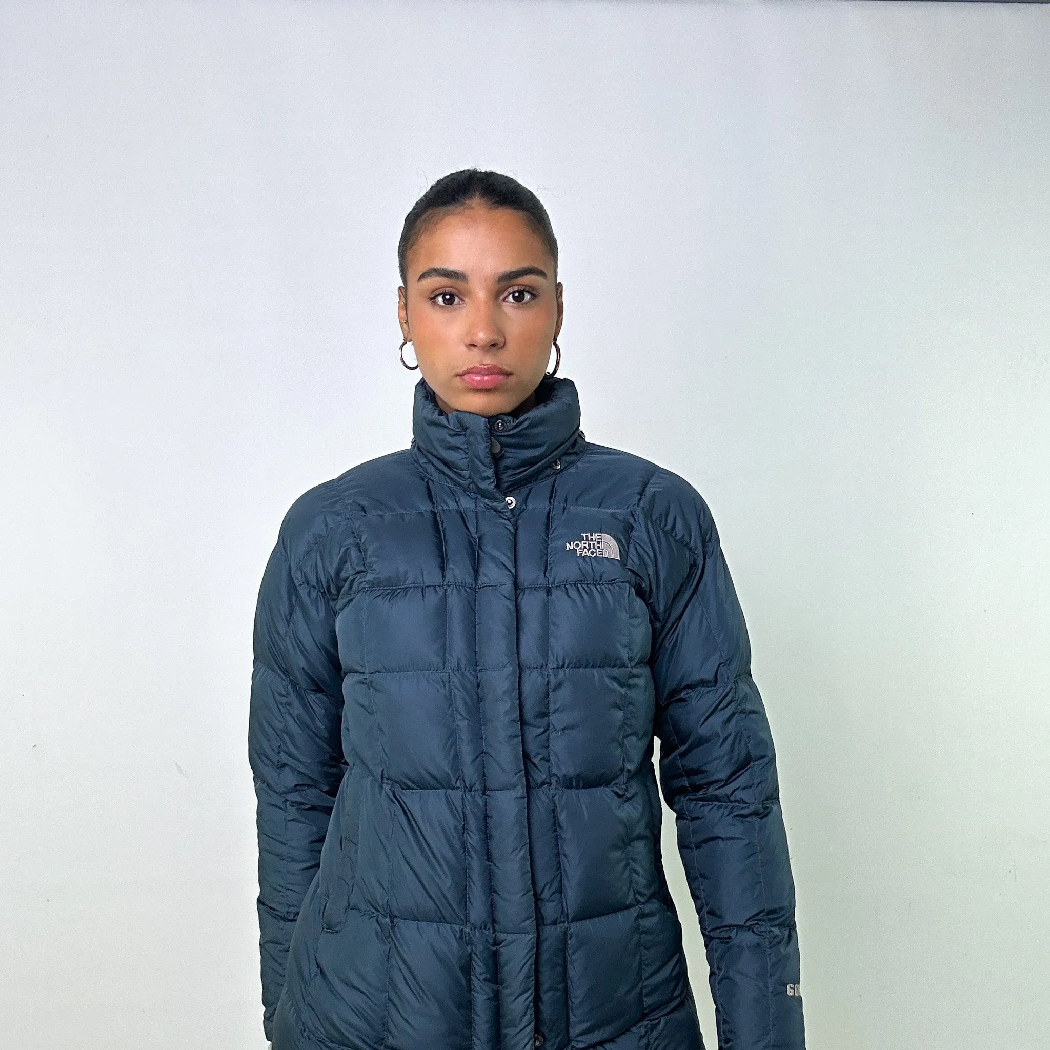 Navy Blue y2ks The North Face Long line Puffer Jacket Coat (XS)