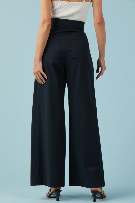 Navy Wide Leg Mick Trousers