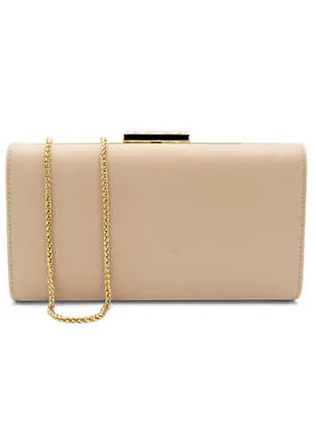 Nude Faux Leather ’Dasha’ Box Clutch Bag by Paradox London | Look Again