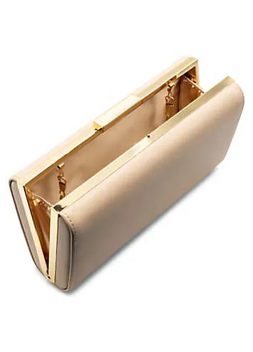 Nude Faux Leather ’Dasha’ Box Clutch Bag by Paradox London | Look Again