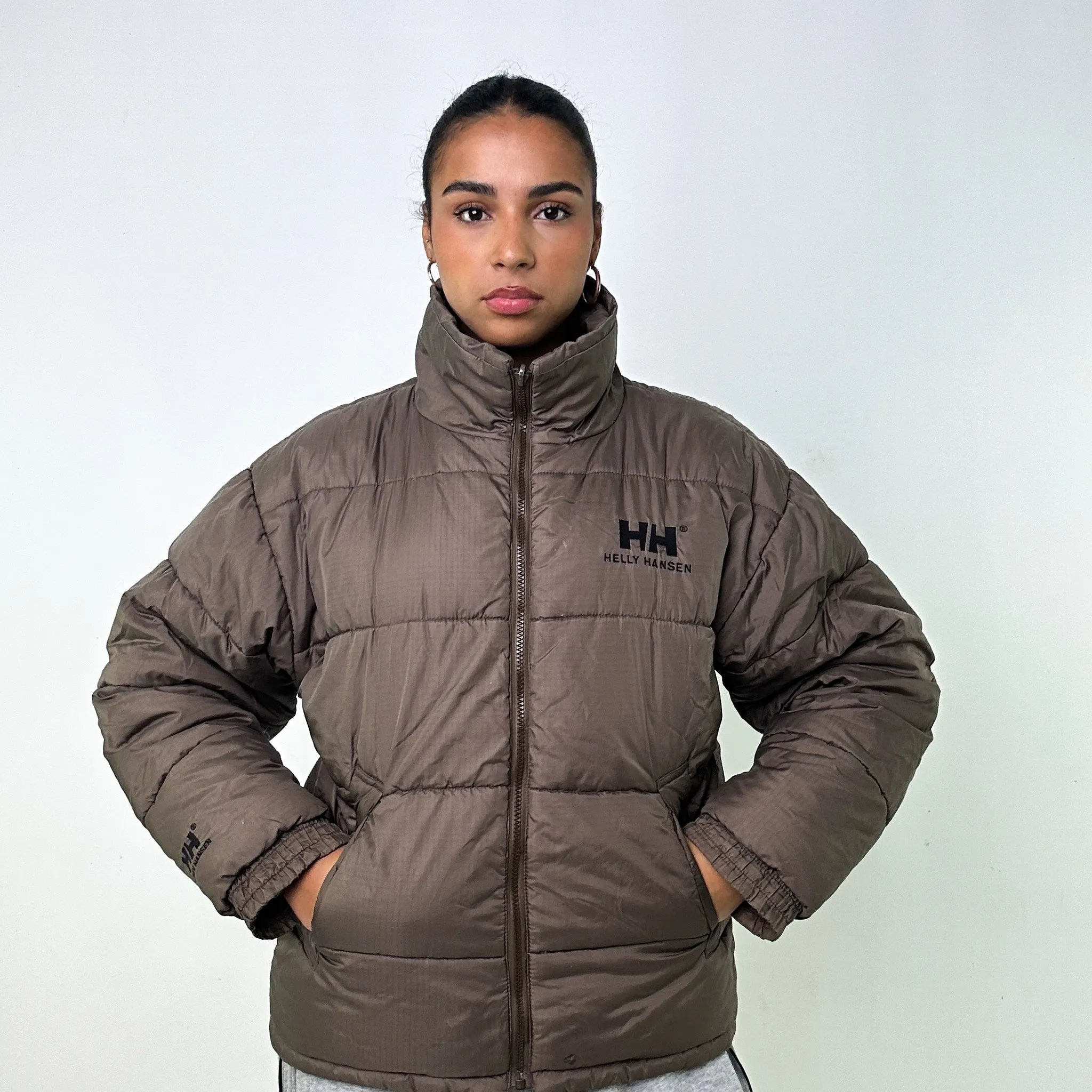 OLIVE GREEN 90S HELLY HANSEN PUFFER JACKET COAT (