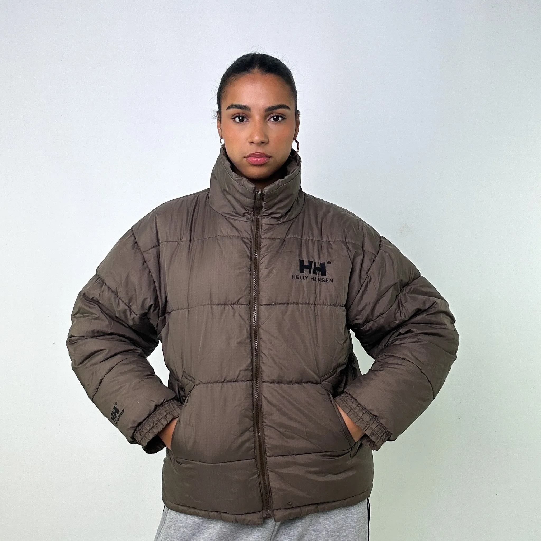 OLIVE GREEN 90S HELLY HANSEN PUFFER JACKET COAT (