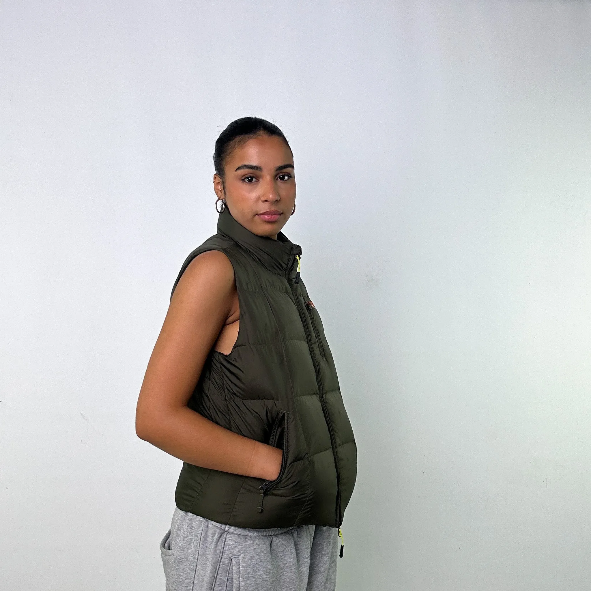 Olive Green 90s Polo Ralph Lauren Puffer Jacket Coat Gilet (S)