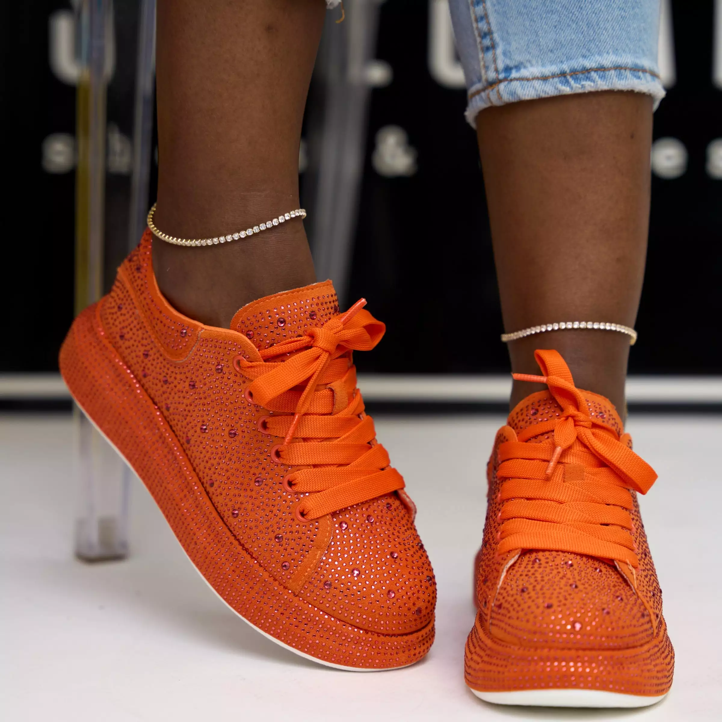 orange bling sneaker - kingdom