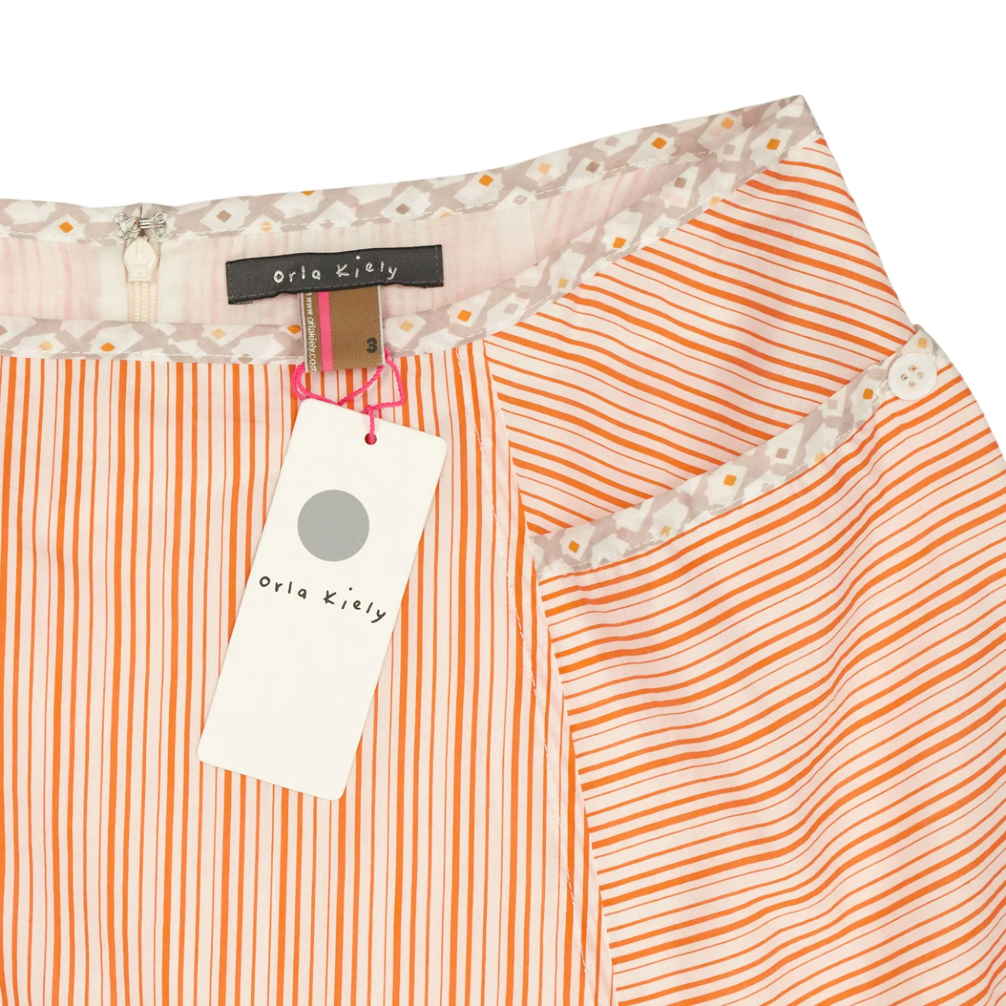 Orla Kiely Orange White Striped Skirt