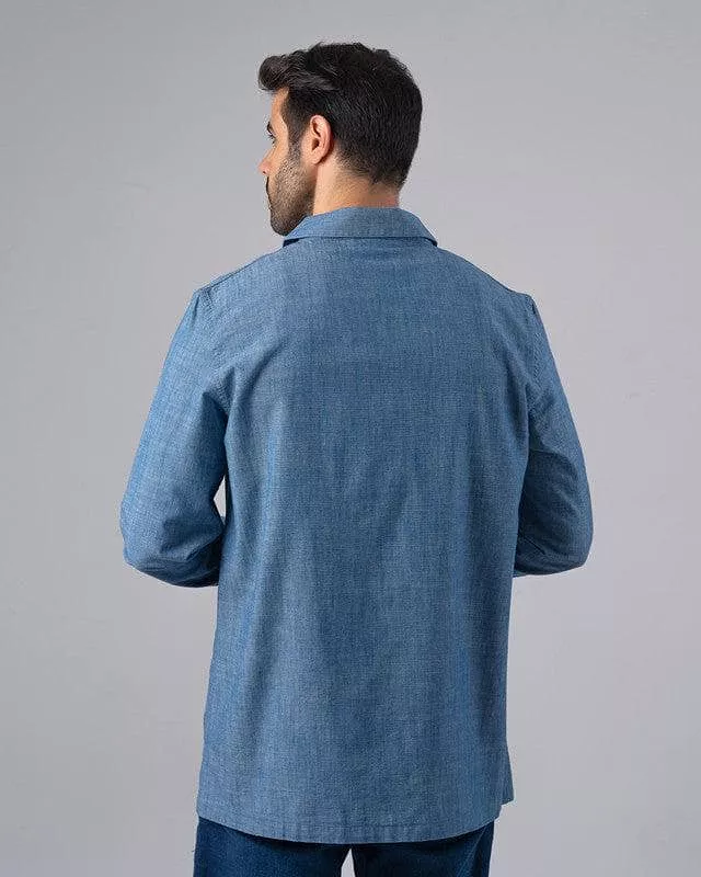 OVERSHIRT WITH POCKETS  - BLUE