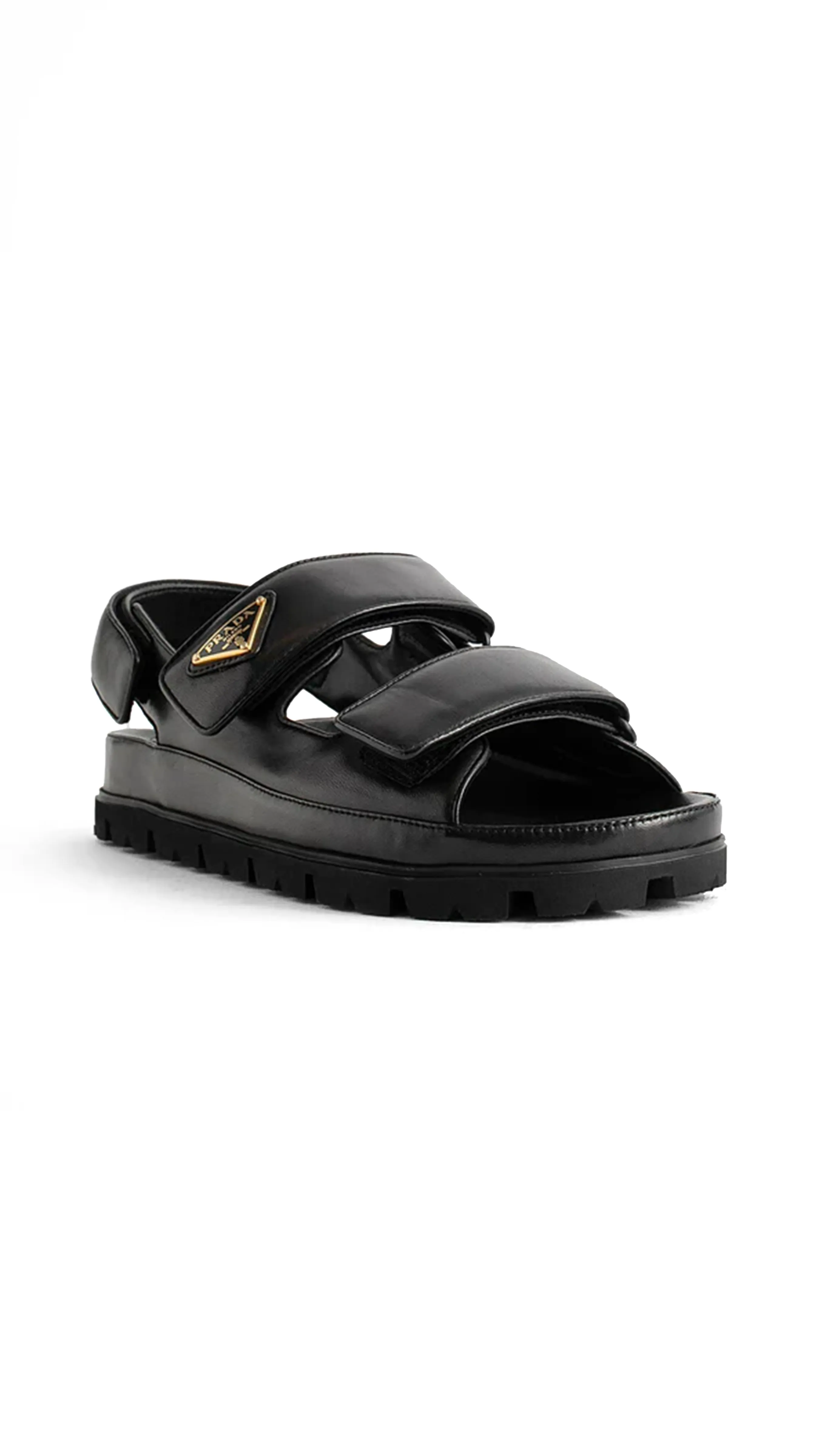 Padded Leather Sandals - Black