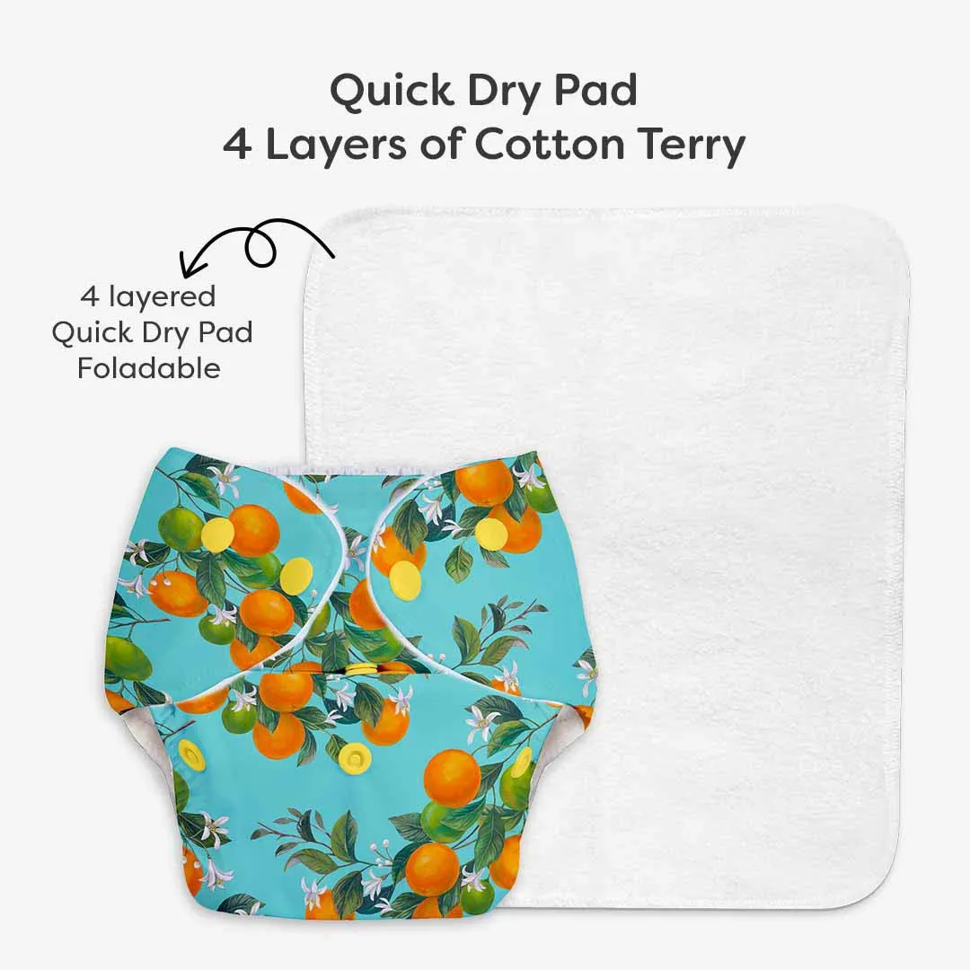 Peaches - BASIC Cloth Diaper, New & Improved with EasySnap & Quick Dry UltraThin Pad