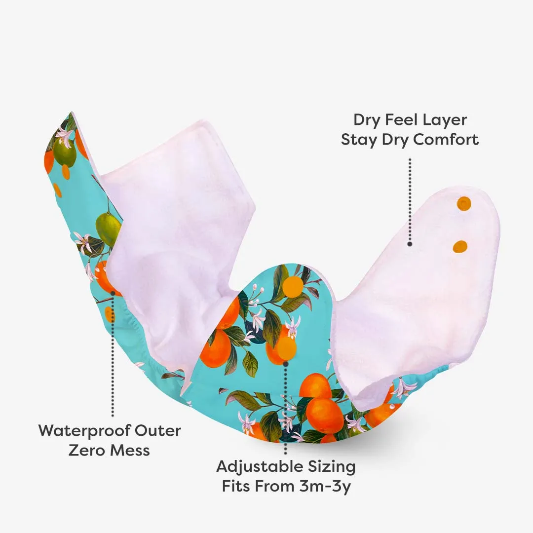 Peaches - BASIC Cloth Diaper, New & Improved with EasySnap & Quick Dry UltraThin Pad