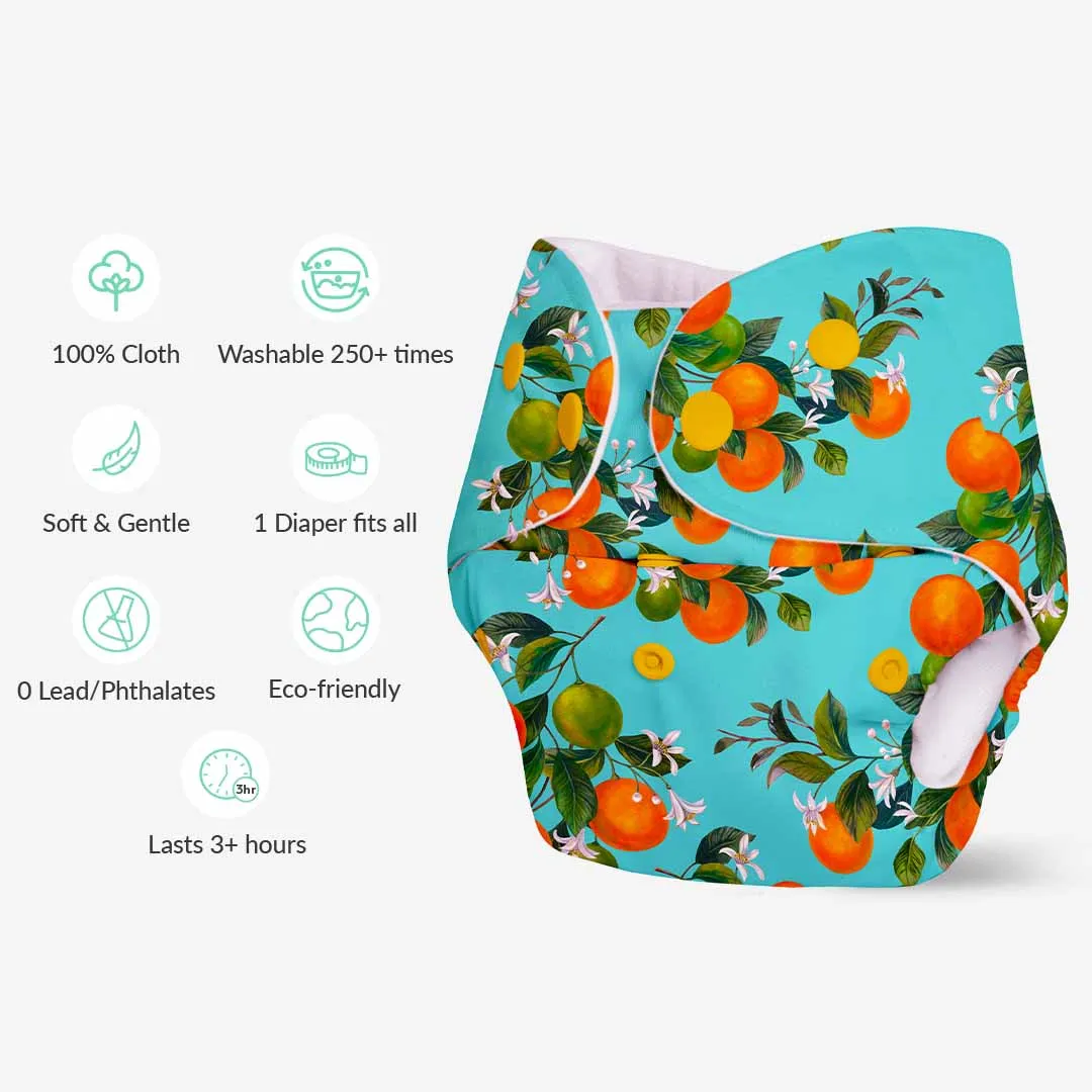 Peaches - BASIC Cloth Diaper, New & Improved with EasySnap & Quick Dry UltraThin Pad