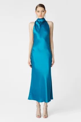 Penella Backless Satin Midi Dress