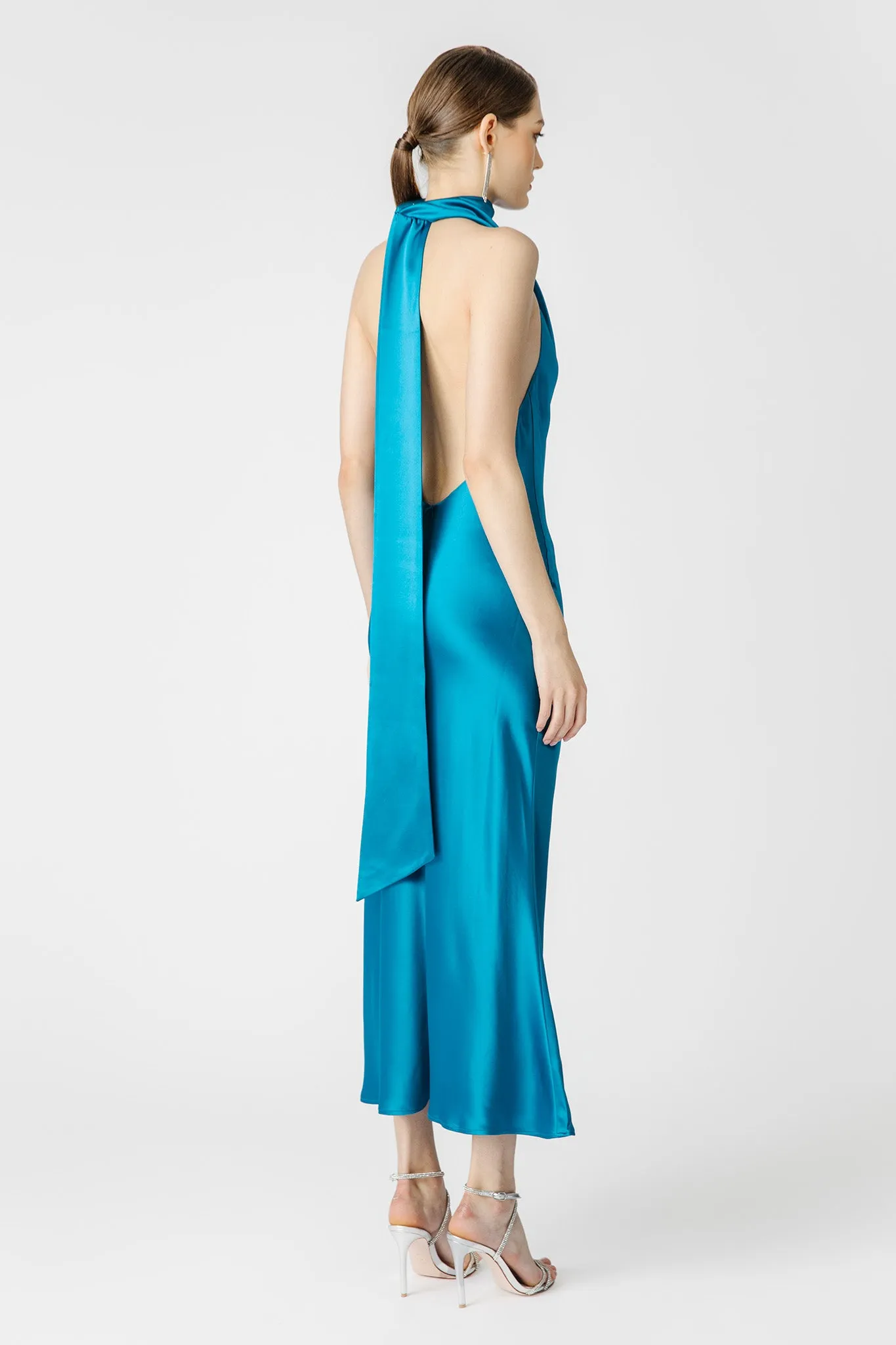 Penella Backless Satin Midi Dress