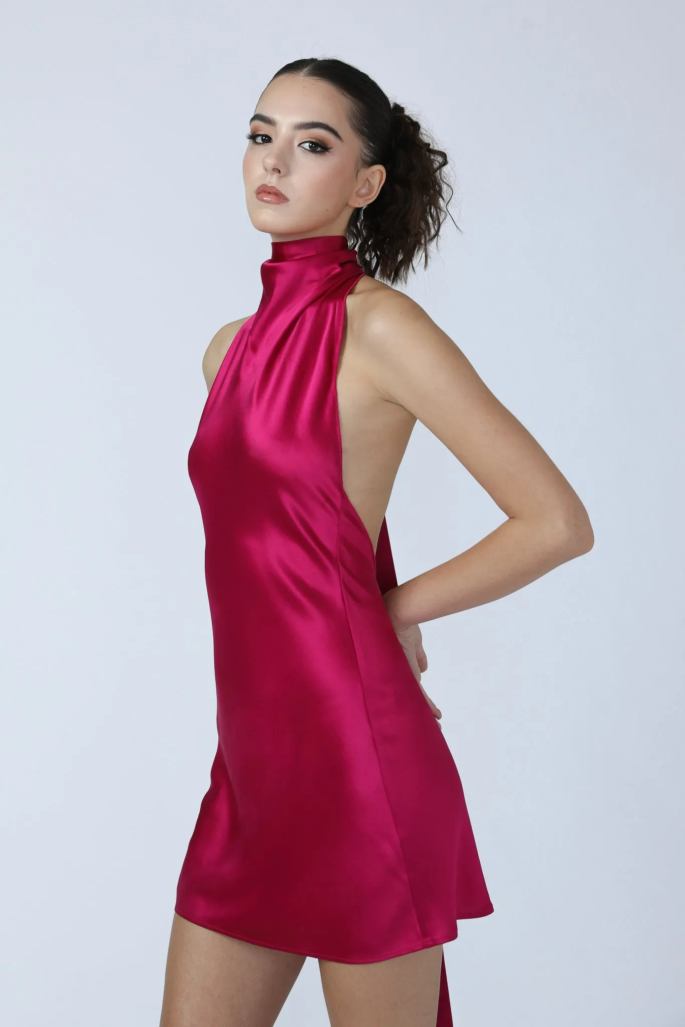 Penny Backless Satin Mini Dress