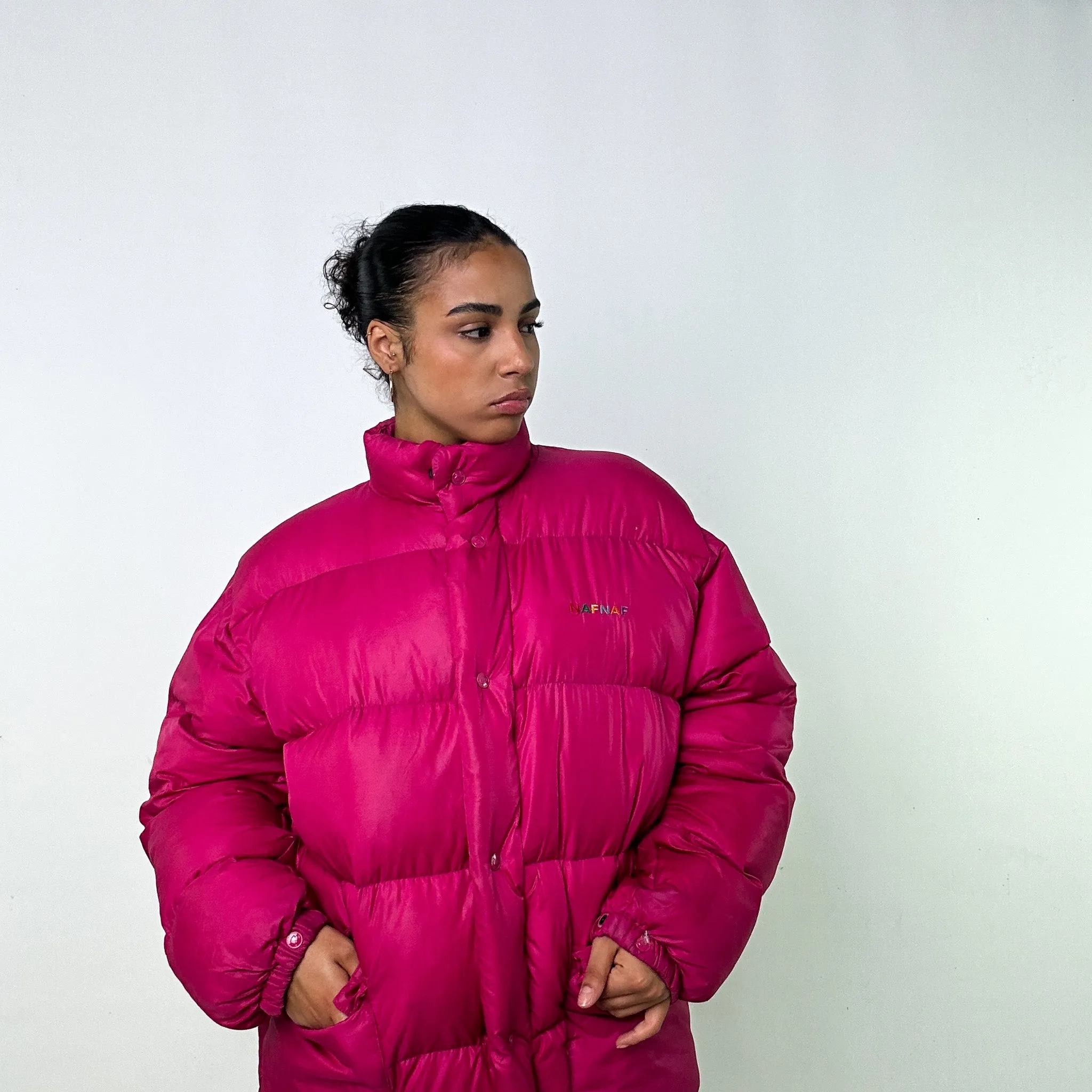 Pink 90s Naf Naf Puffer Jacket Coat (L)