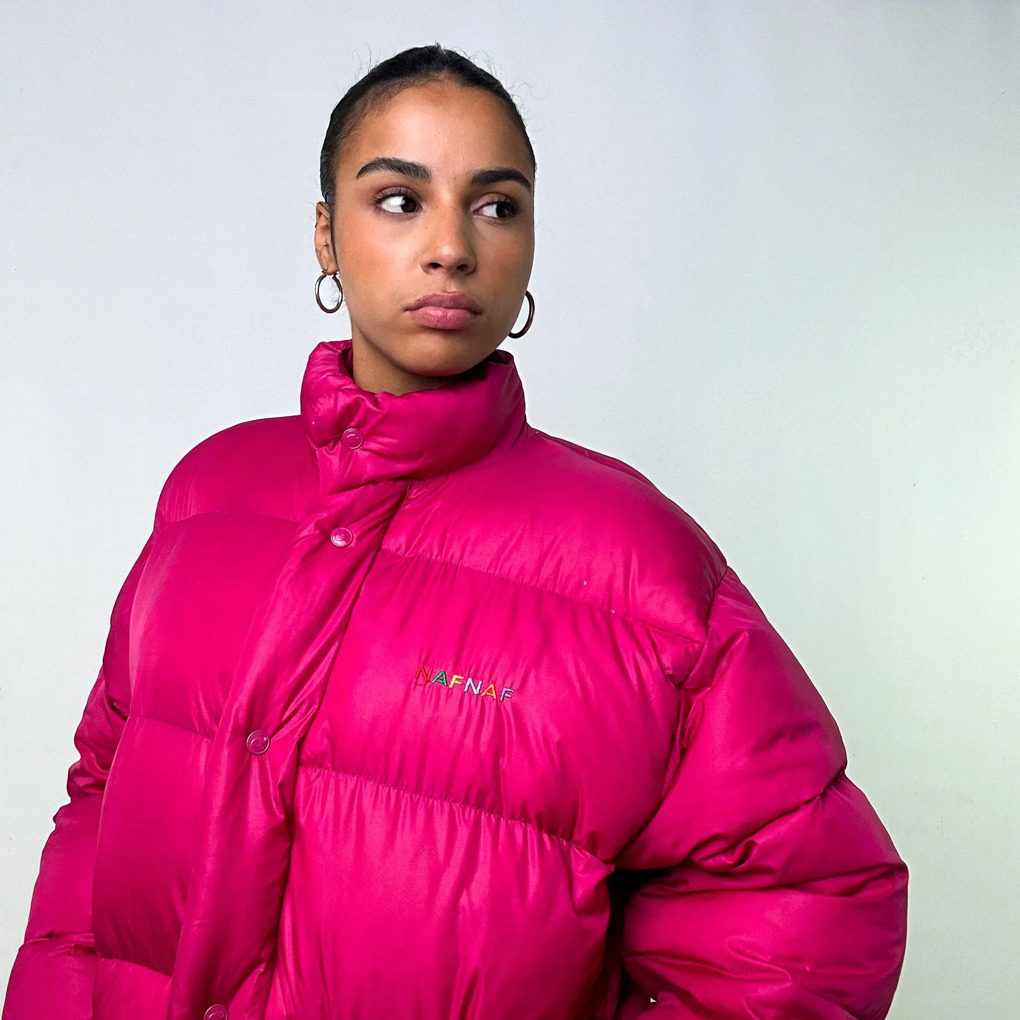 Pink 90s Naf Naf Puffer Jacket Coat (L)