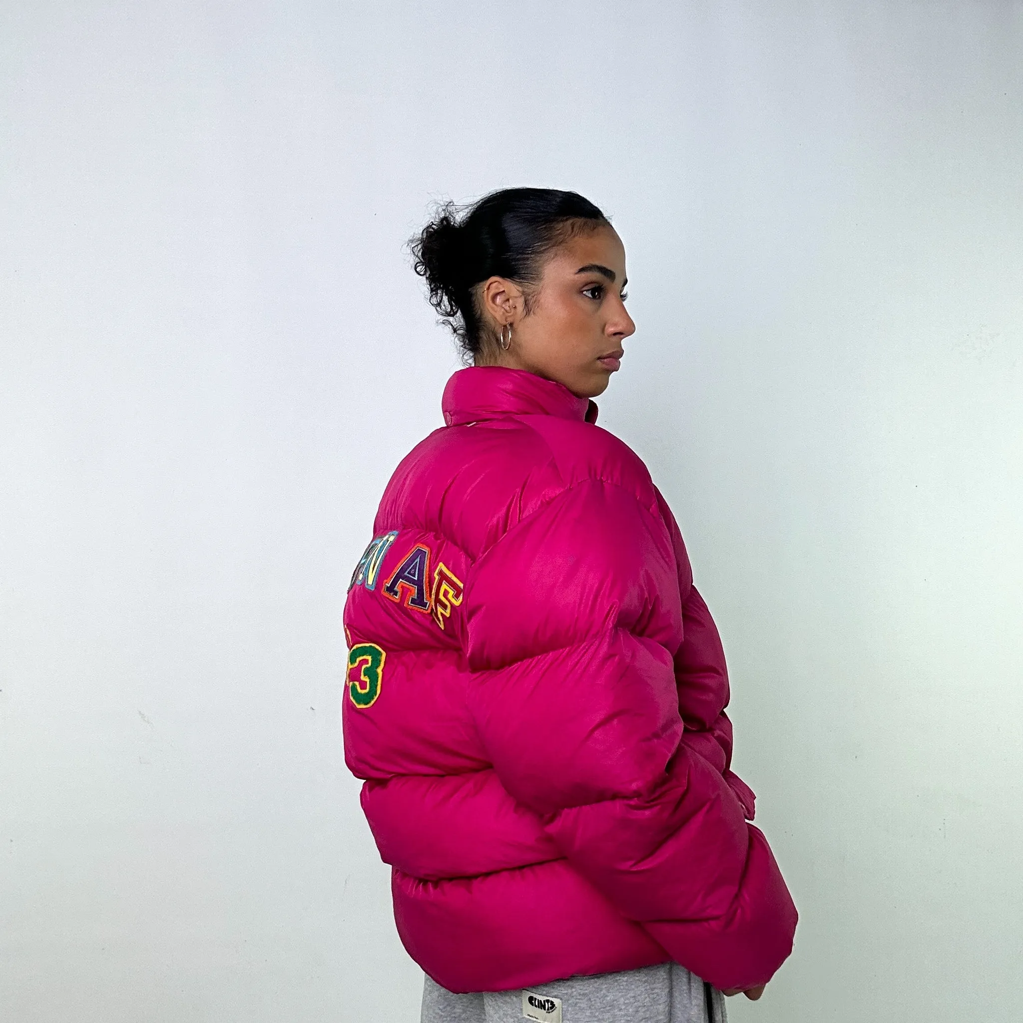 Pink 90s Naf Naf Puffer Jacket Coat (L)